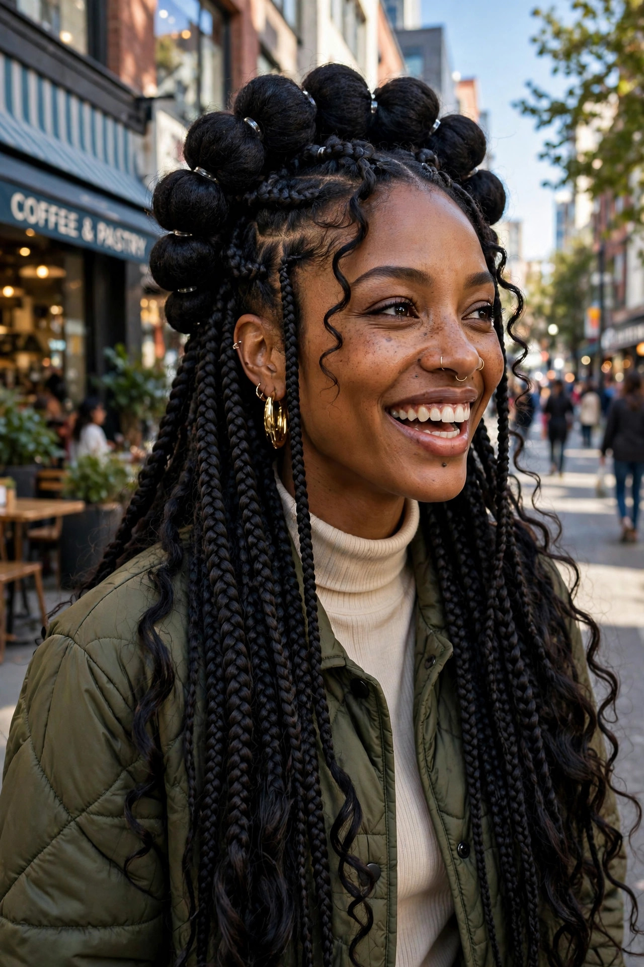 Bubble braid crown half up half down hairstyles black women love for playful volume