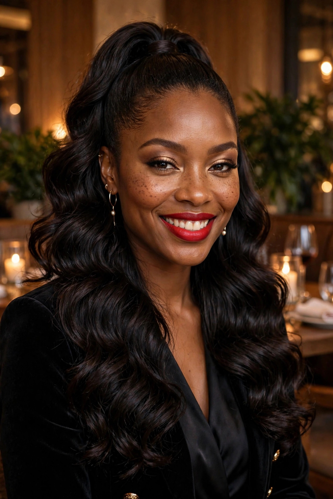 Bouncy body wave half up half down hairstyles black women rock on date night