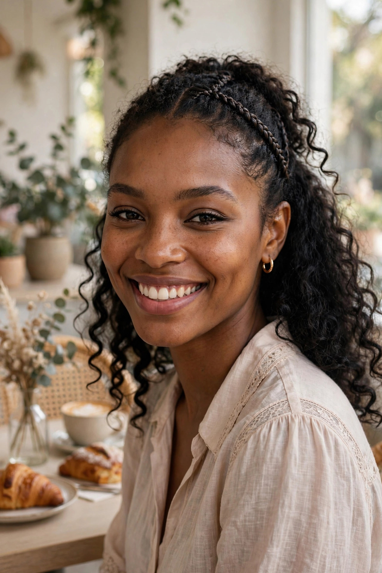 Fishtail accent braid in half up half down hairstyles black women love for detail