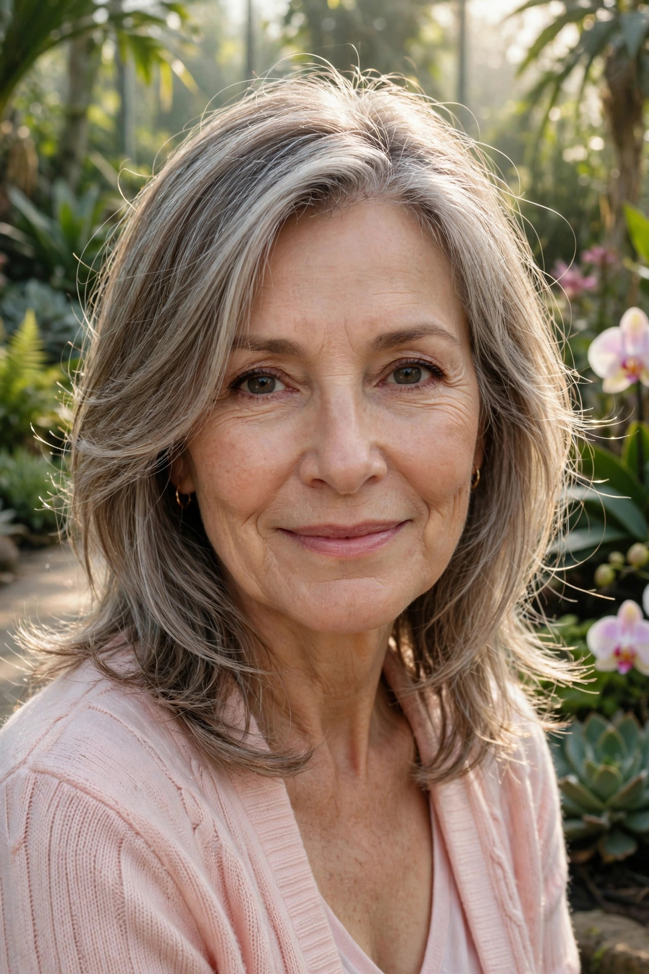 Face-framing layers curving around the jawline, elegant hairstyles for thin hair for women over 50