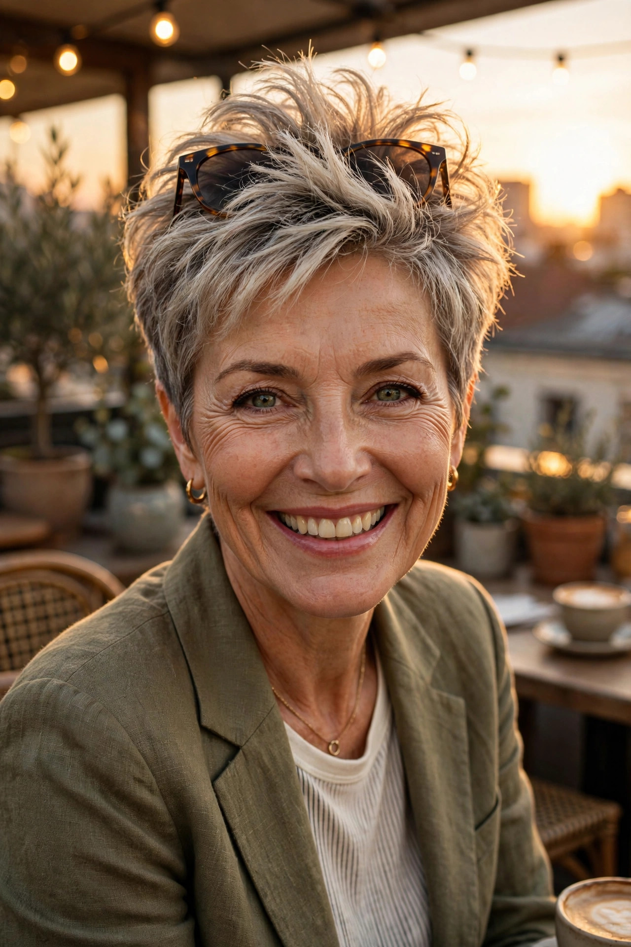 Volumized crown pixie with lifted textured top and tapered sides
