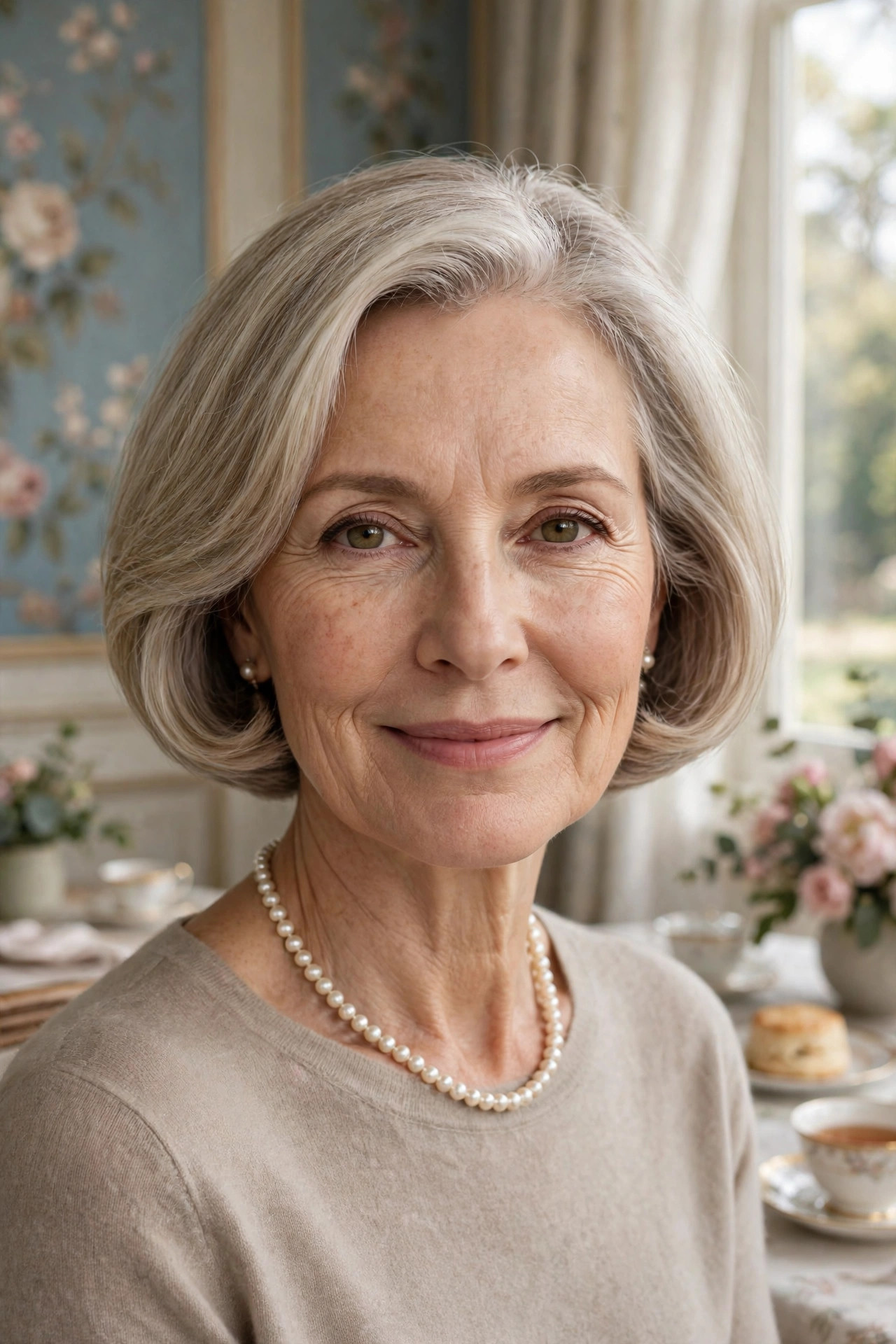 Rounded bob with a tucked-under curve, polished hairstyles for thin hair for women over 50