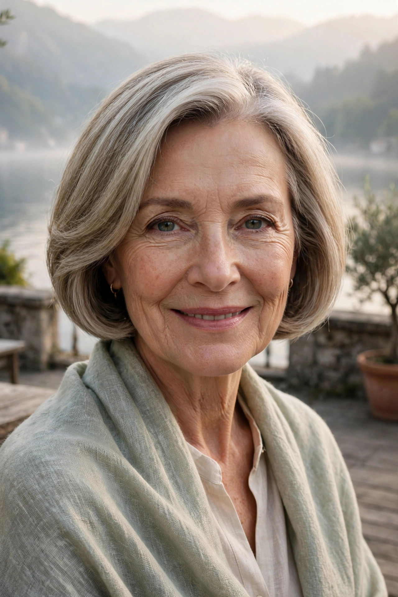 Soft graduated bob with a curved silhouette, elegant hairstyles for thin hair for women over 50