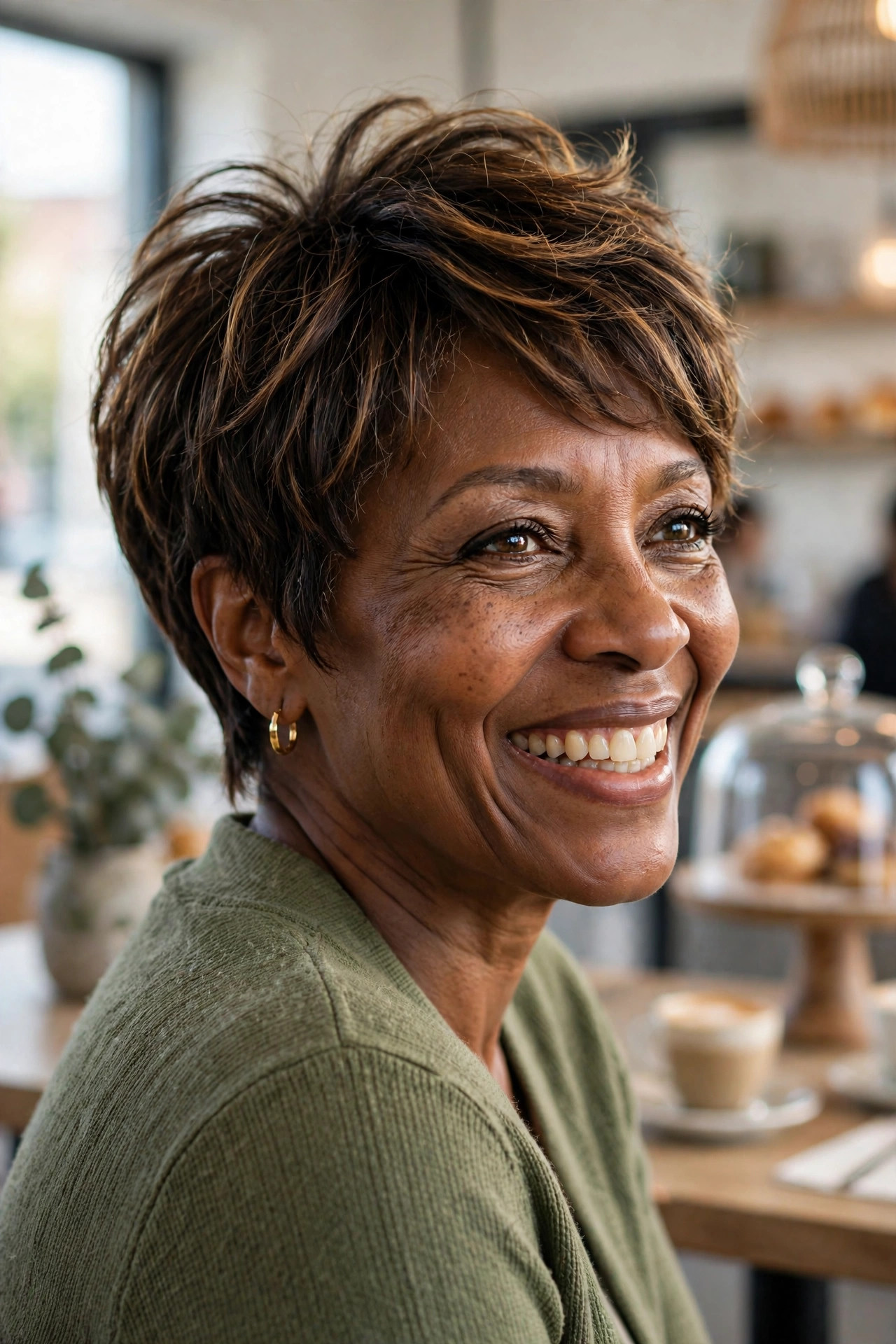 haircuts for women over 50 with a soft layered pixie