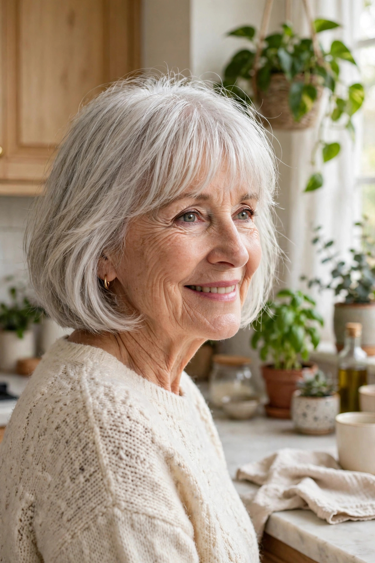 wispy bangs bob, a soft pick in haircuts for women over 50