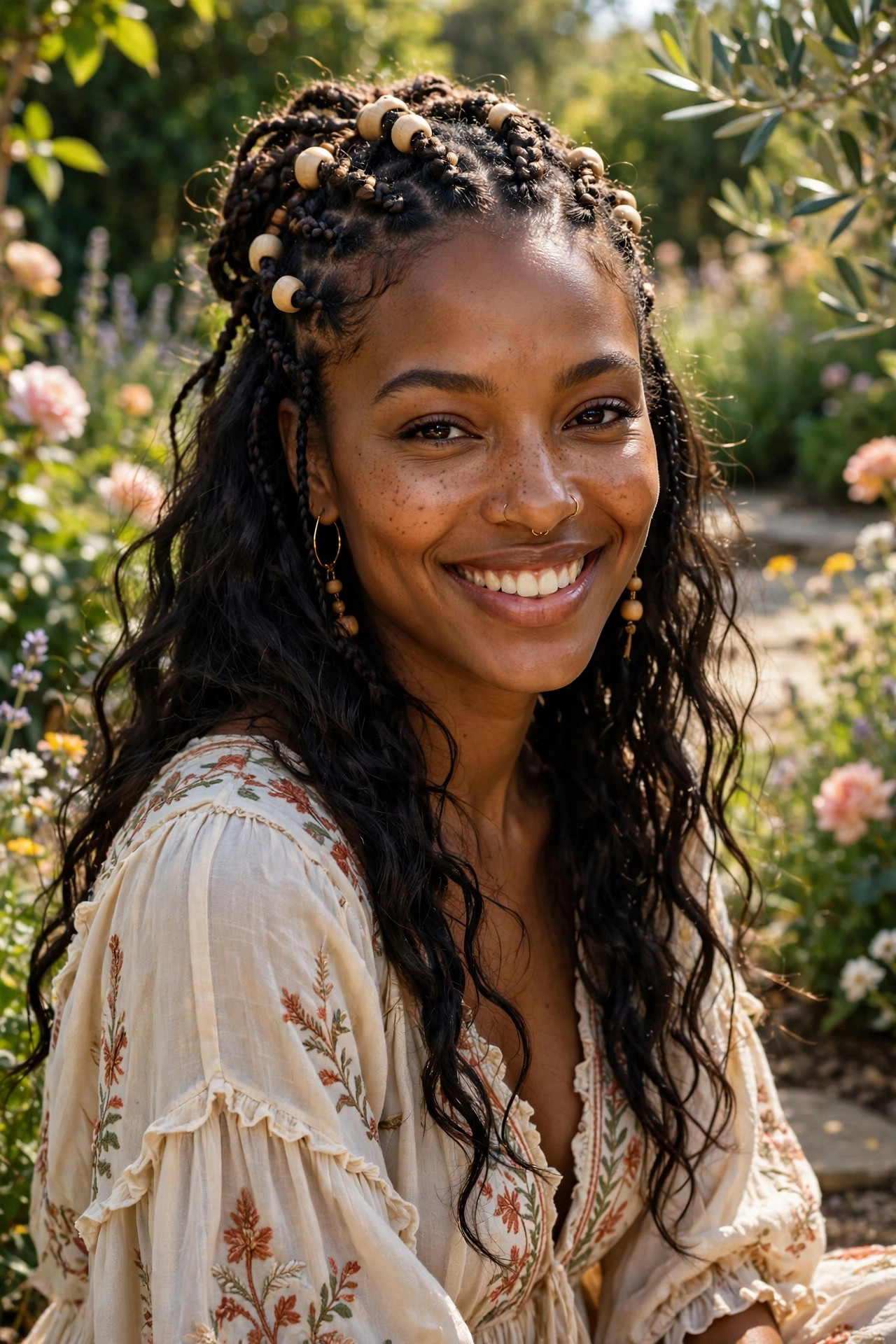 Bohemian braided half up half down hairstyles black women love for festivals