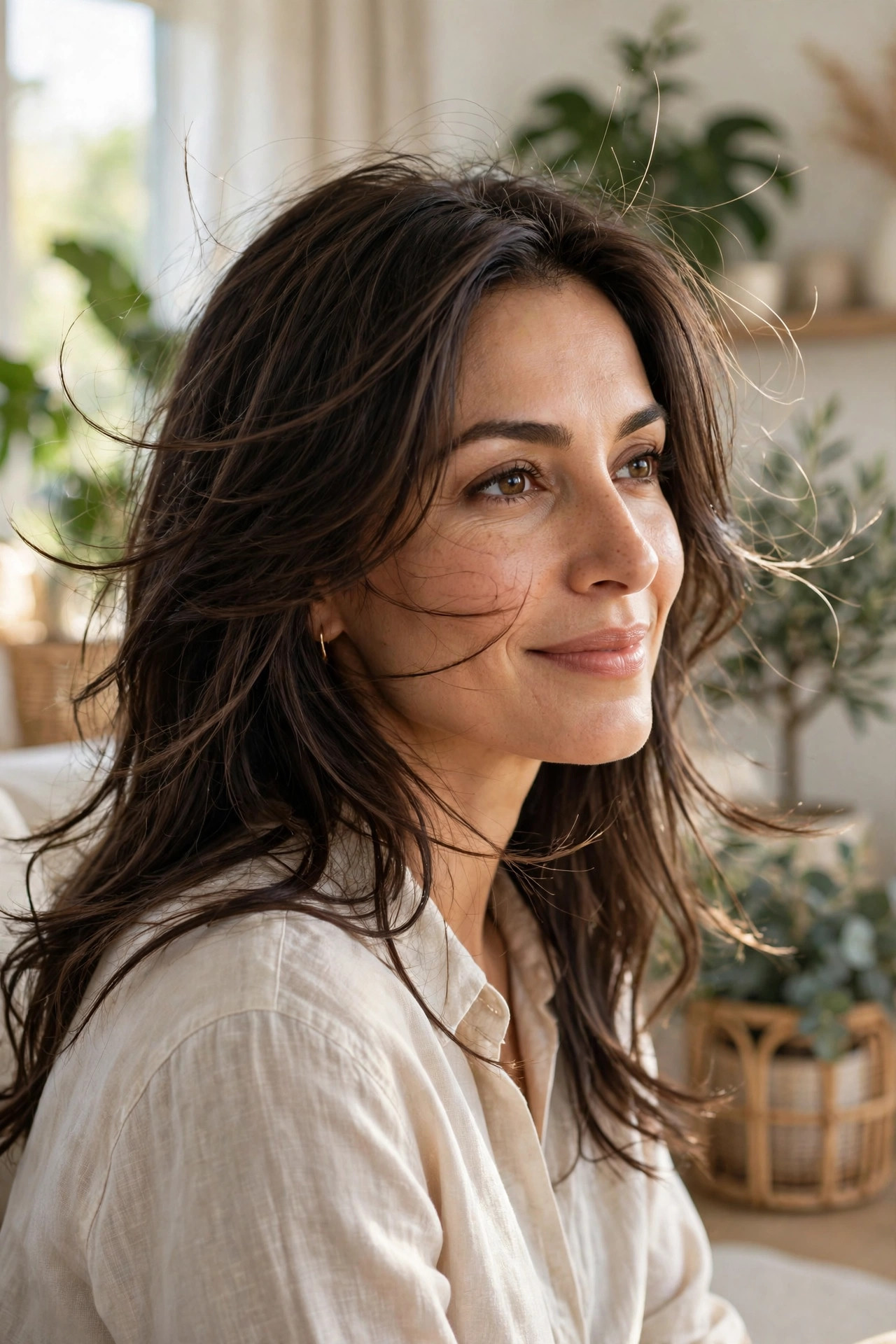 feathered layers in long hairstyles for women with thin hair