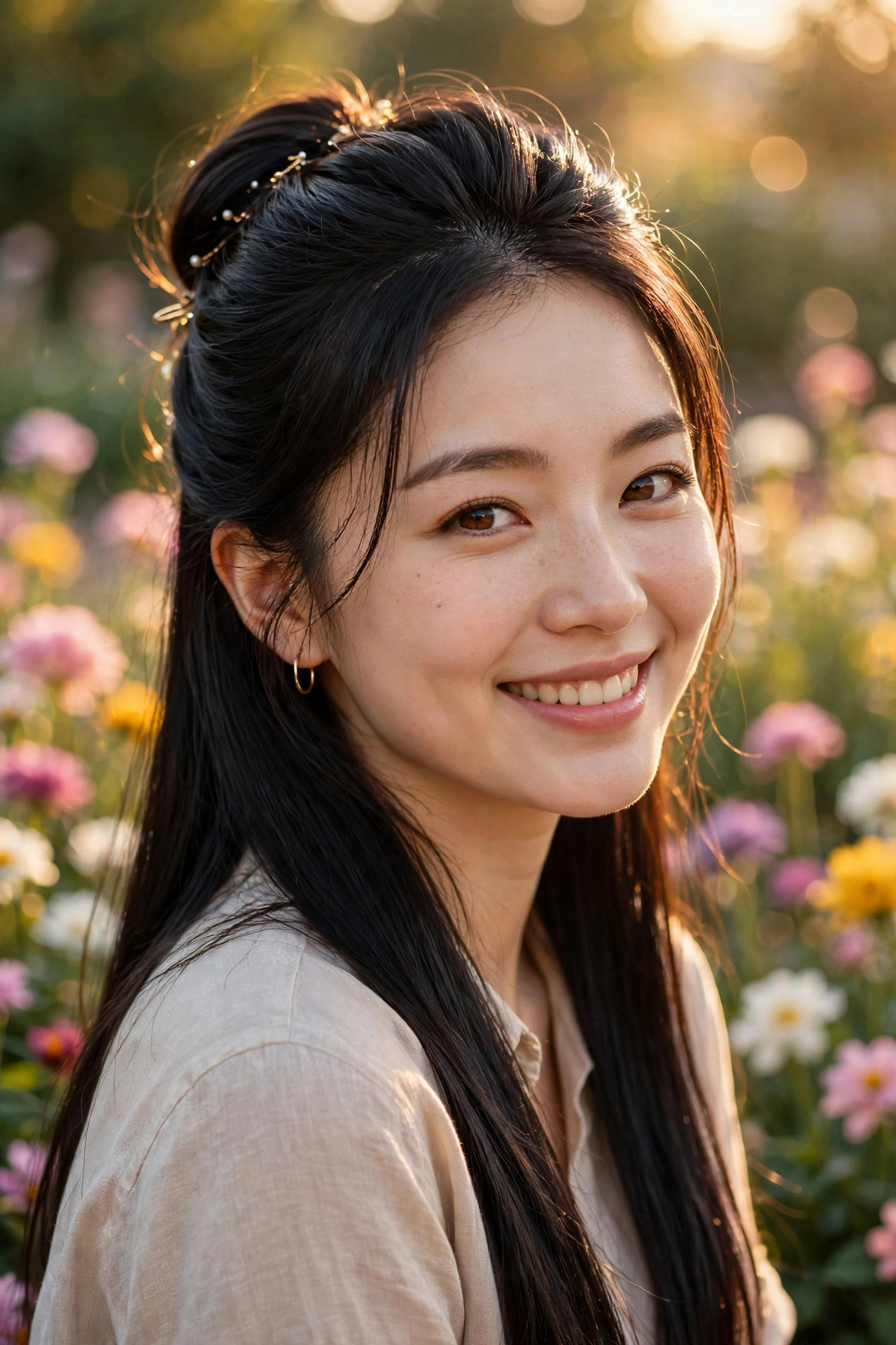 half-up crown lift style for long hairstyles for women with thin hair