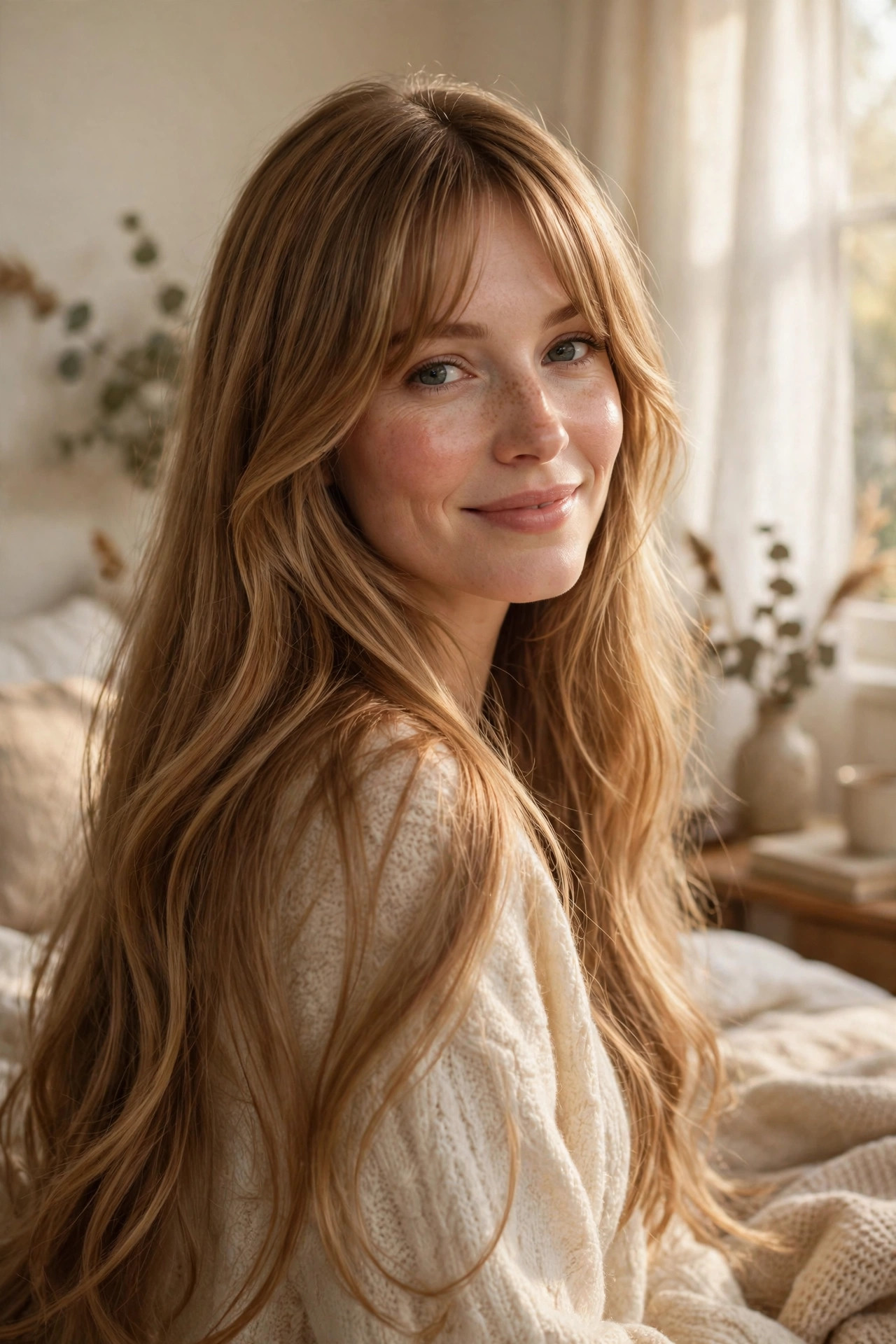 curtain bangs with long hairstyles for women with thin hair