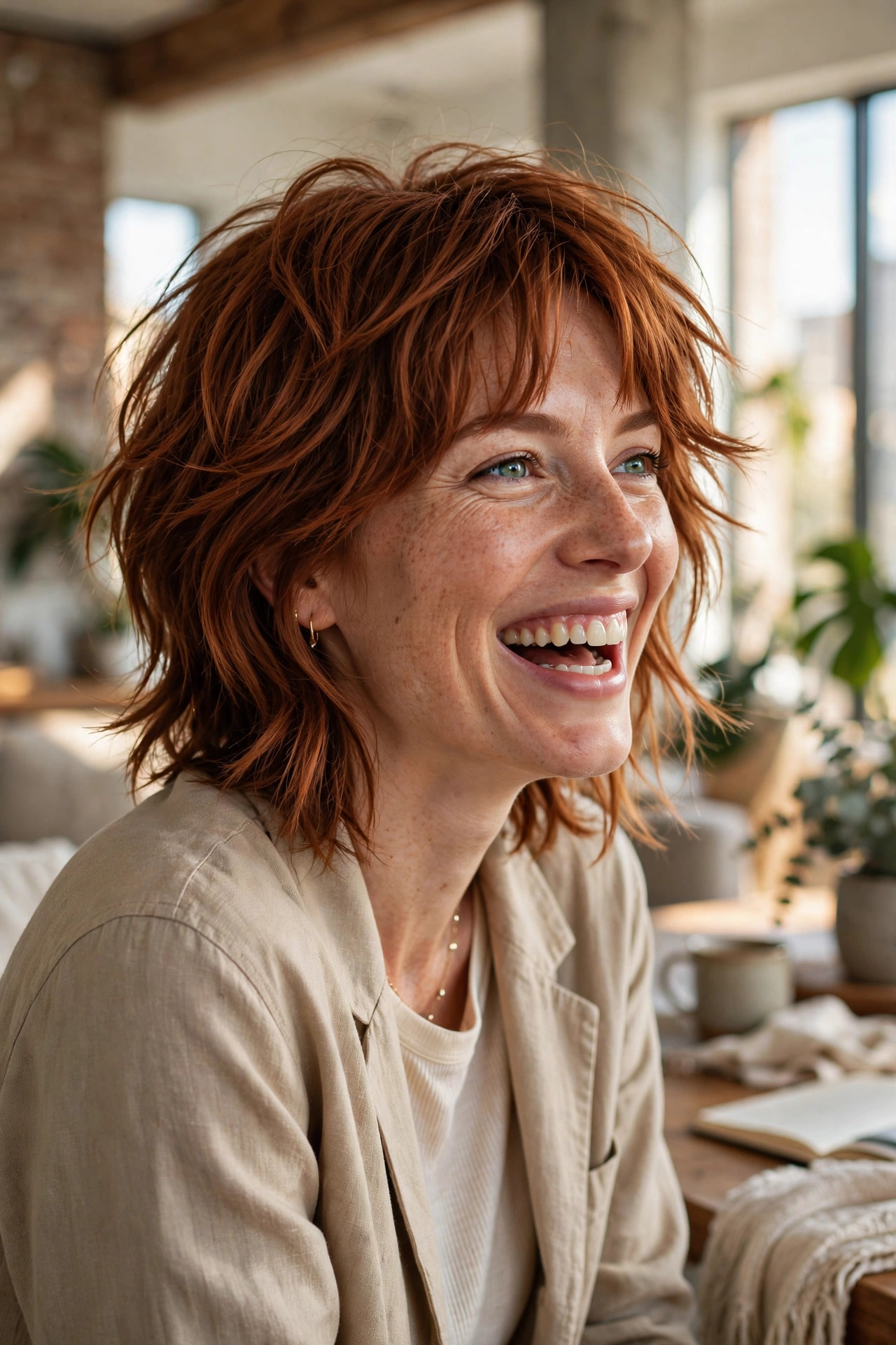medium hairstyles for square faces with textured modern shag