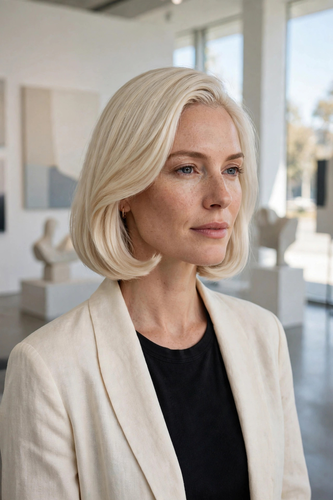 medium hairstyles for square faces with chin-skimming bob