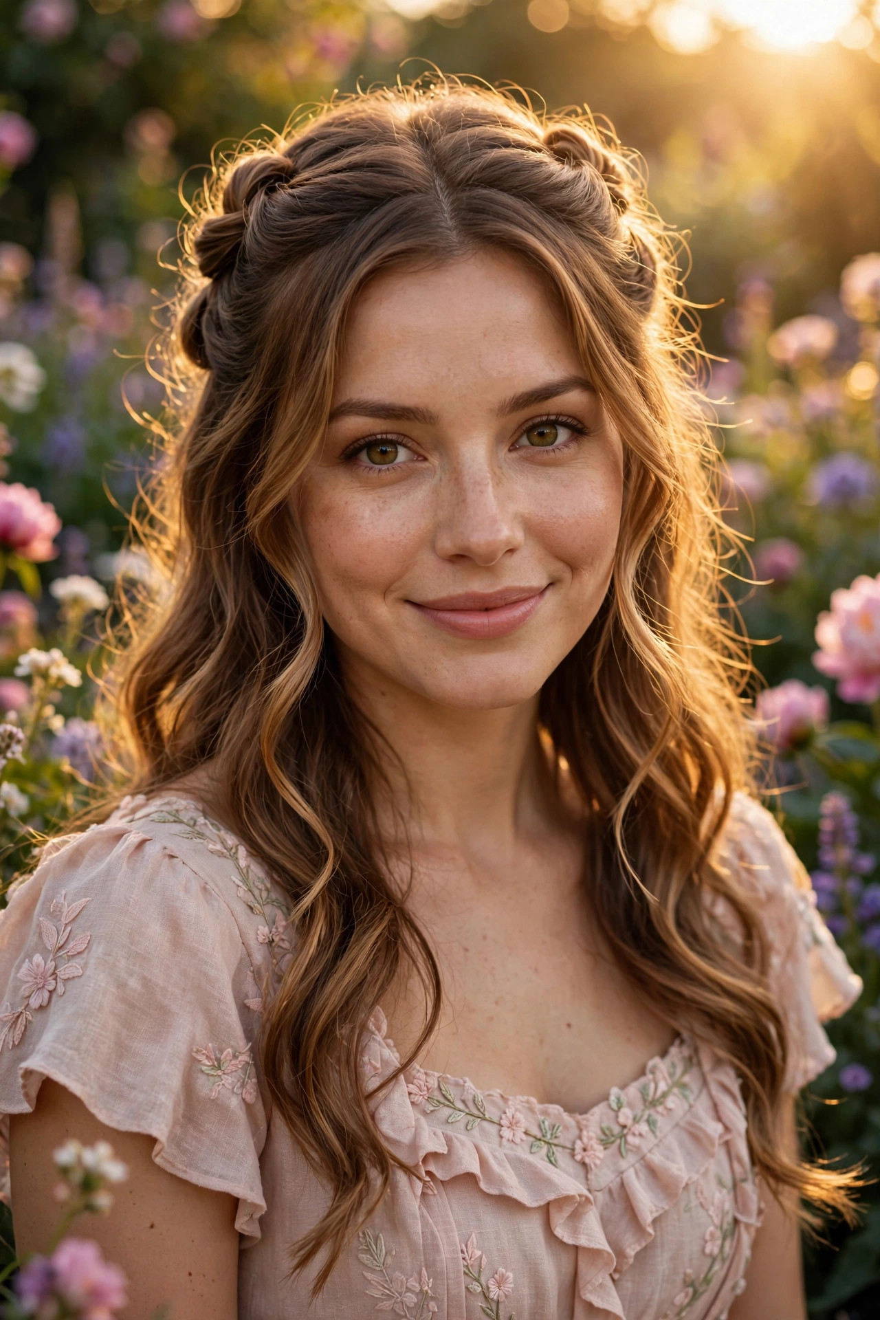 Twisted half-up waves romantic hairstyle