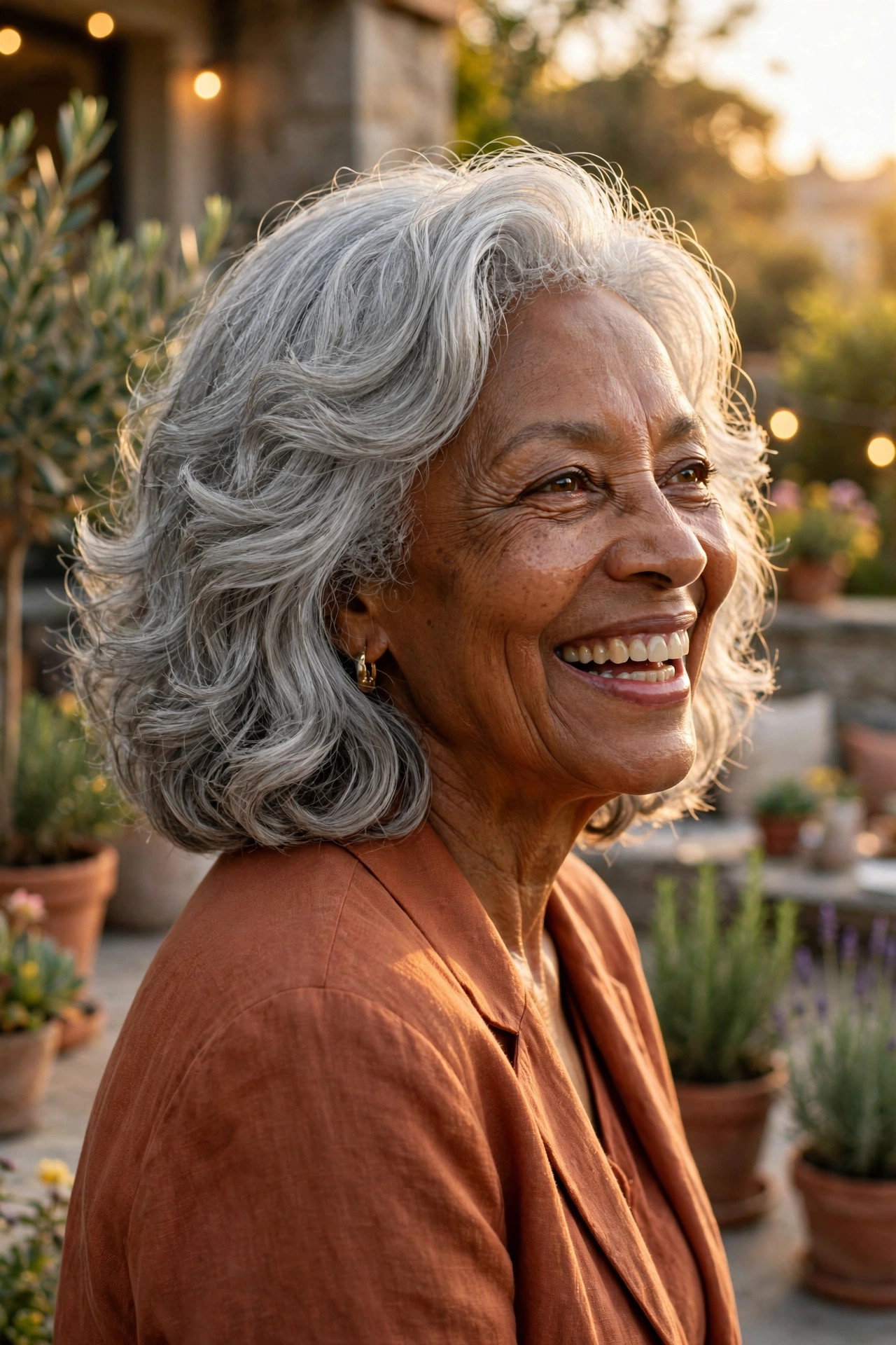 silver gray lob, one of the most elegant medium hairstyles for women over 60
