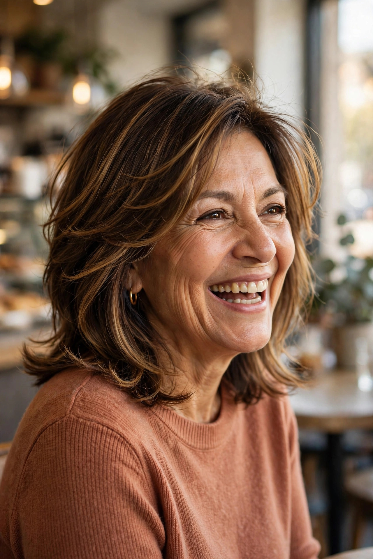 feathered medium layers in medium hairstyles for women over 60