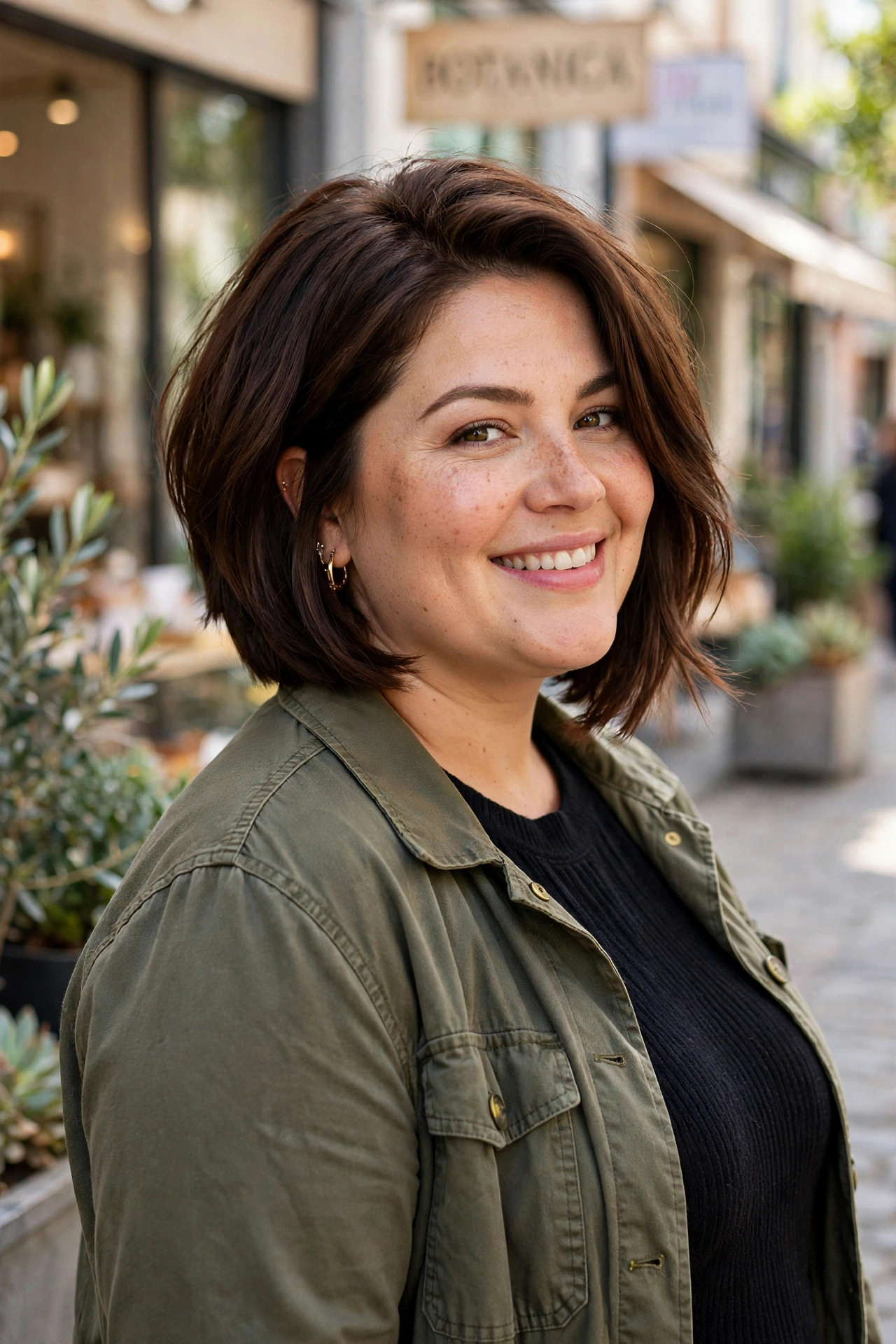 A-line layered bob with stacked back and longer front