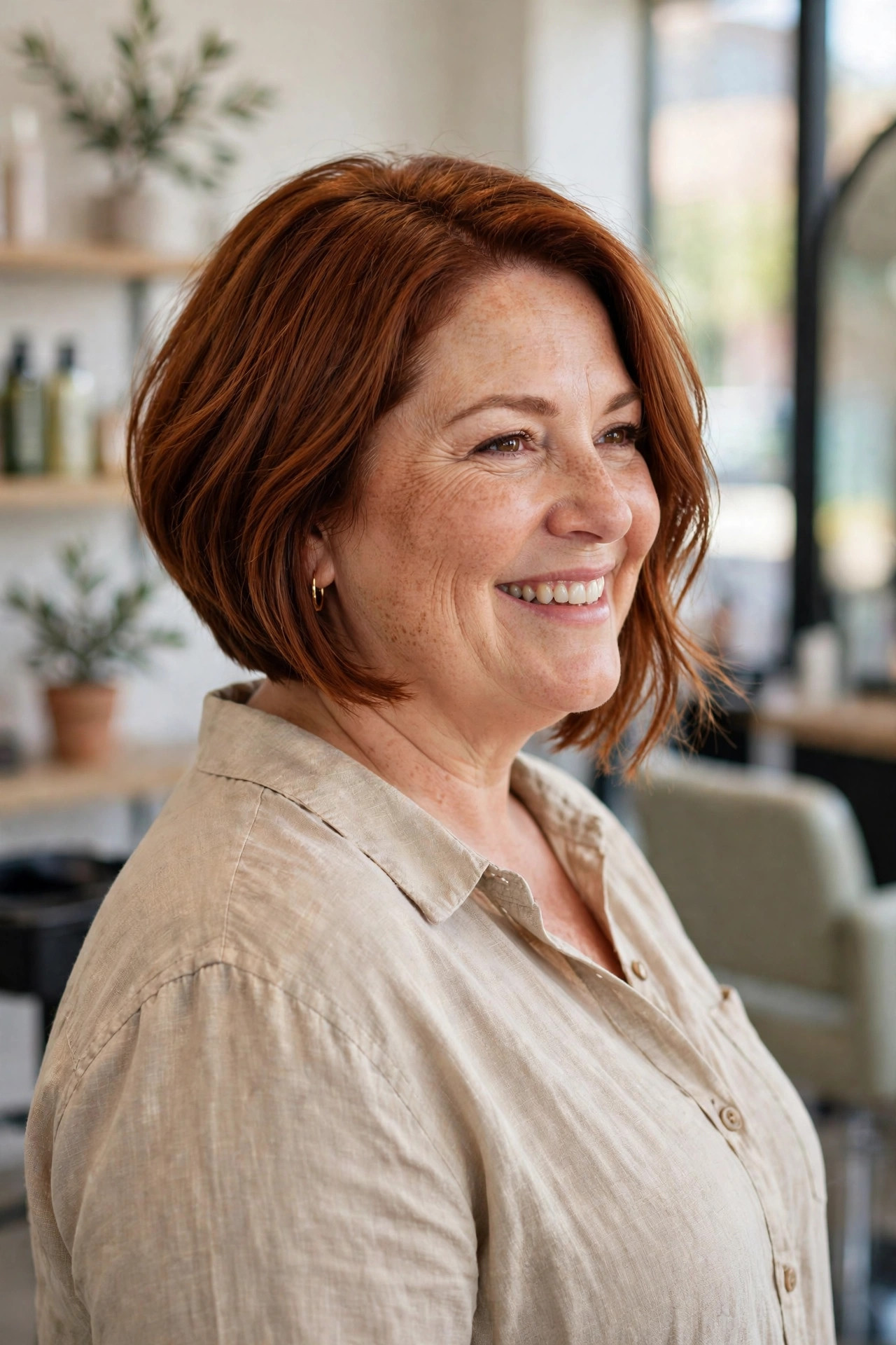Tapered neckline bob with neat nape and longer front