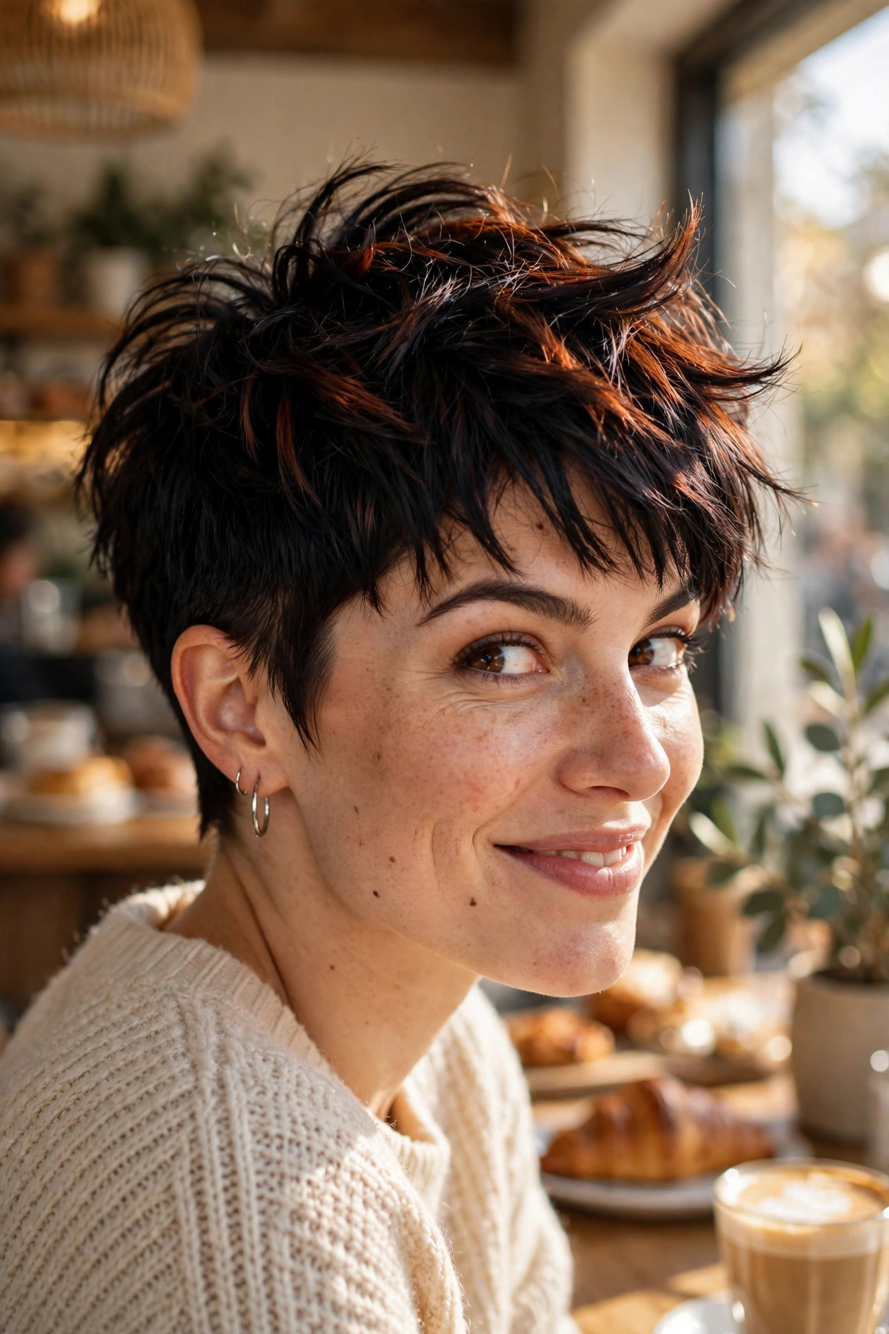 Textured blunt bob, one of the best short hairstyles for thick hair, styled with airy ends