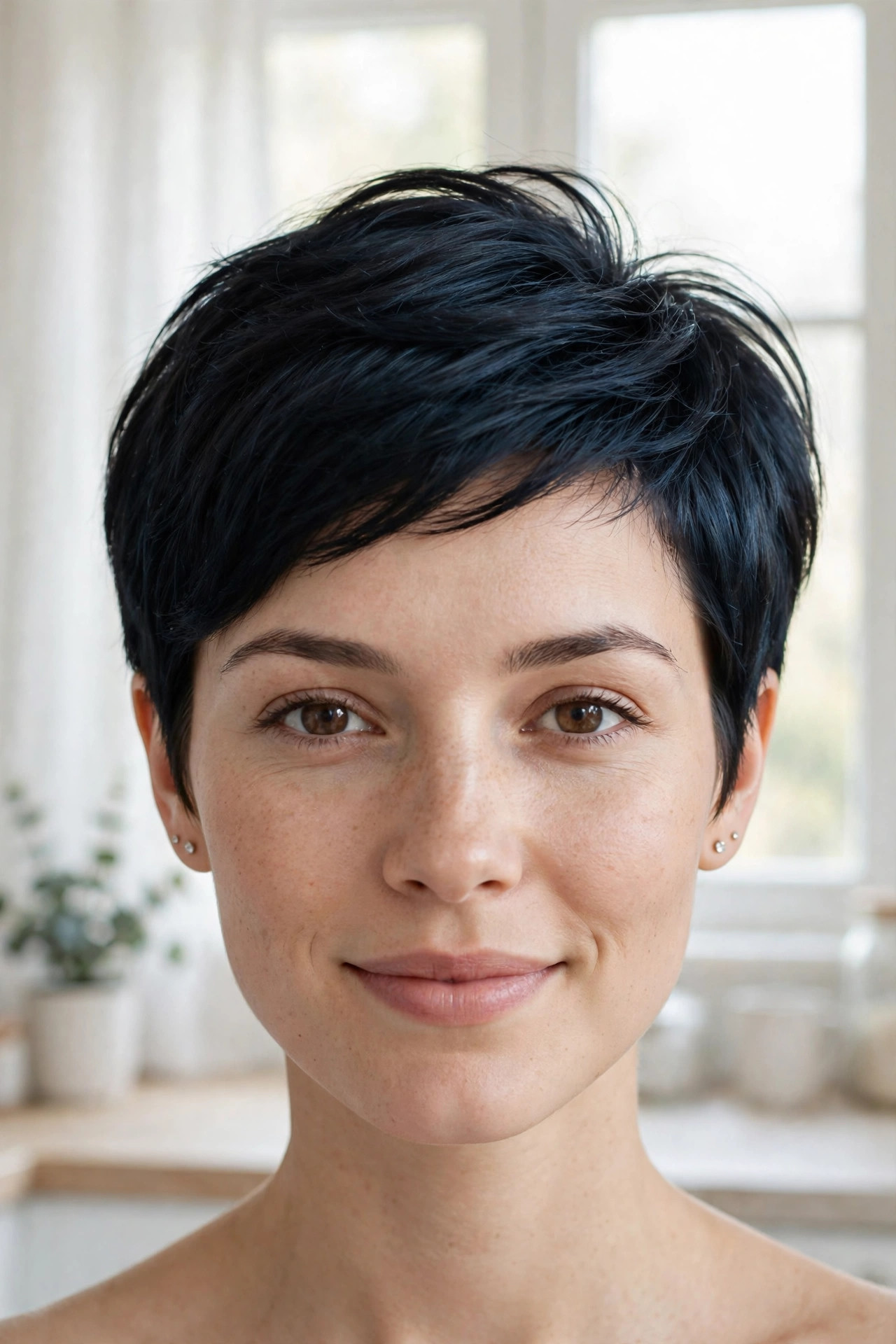 Swingy stacked bob with graduated nape layers and bouncy curved ends