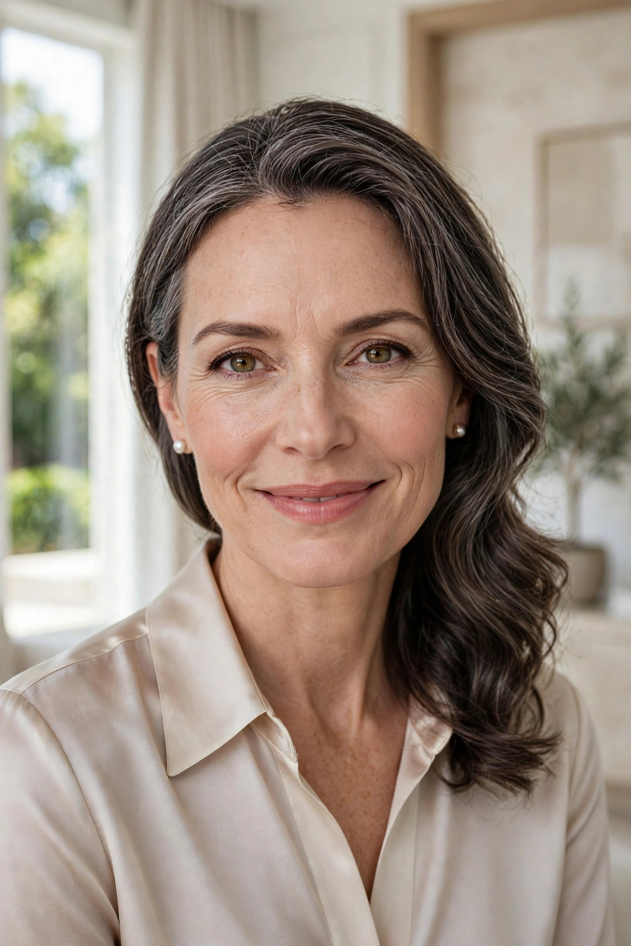 shoulder length hairstyles for women over 40 with elegant tucked waves