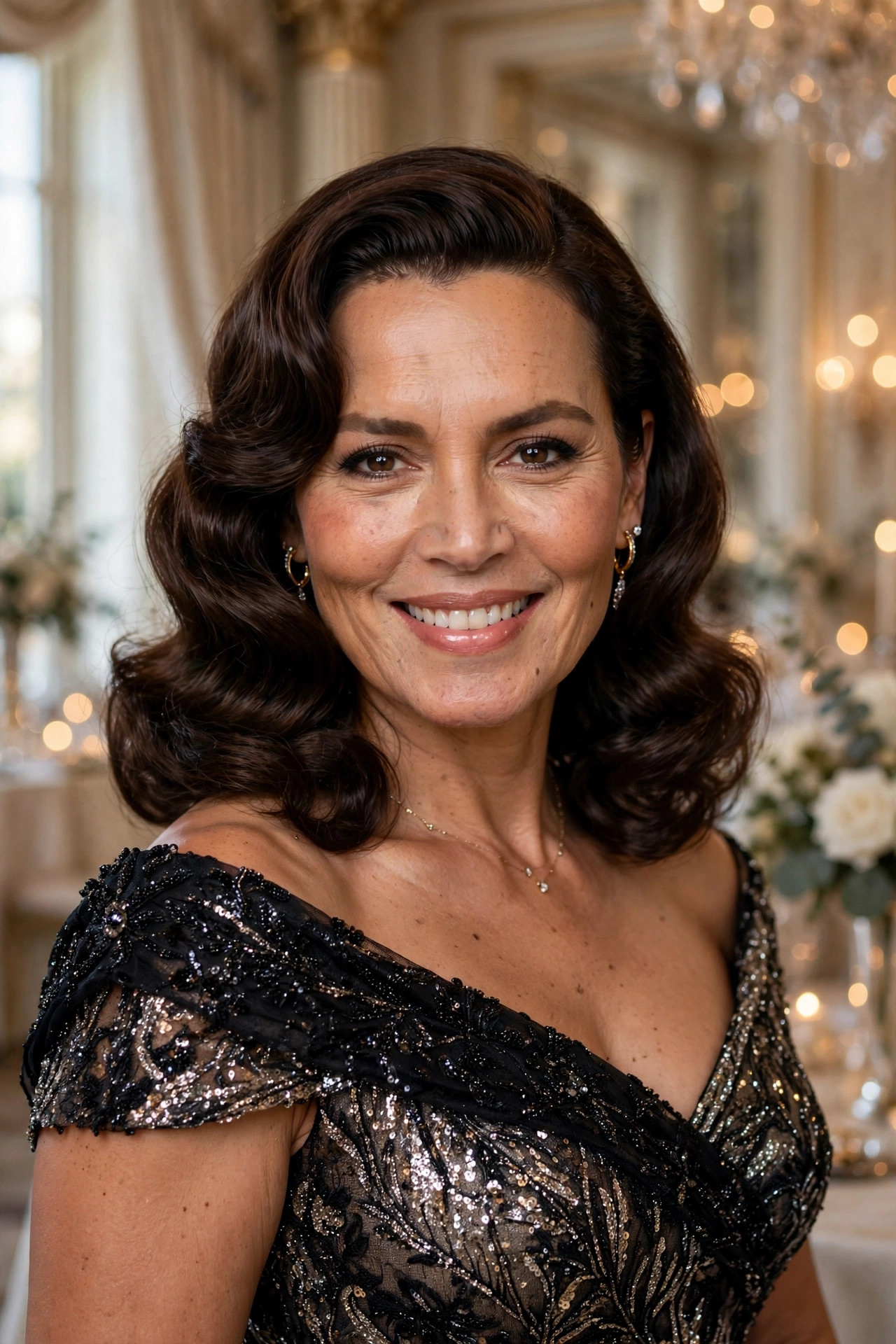 side-parted glamorous waves for evening