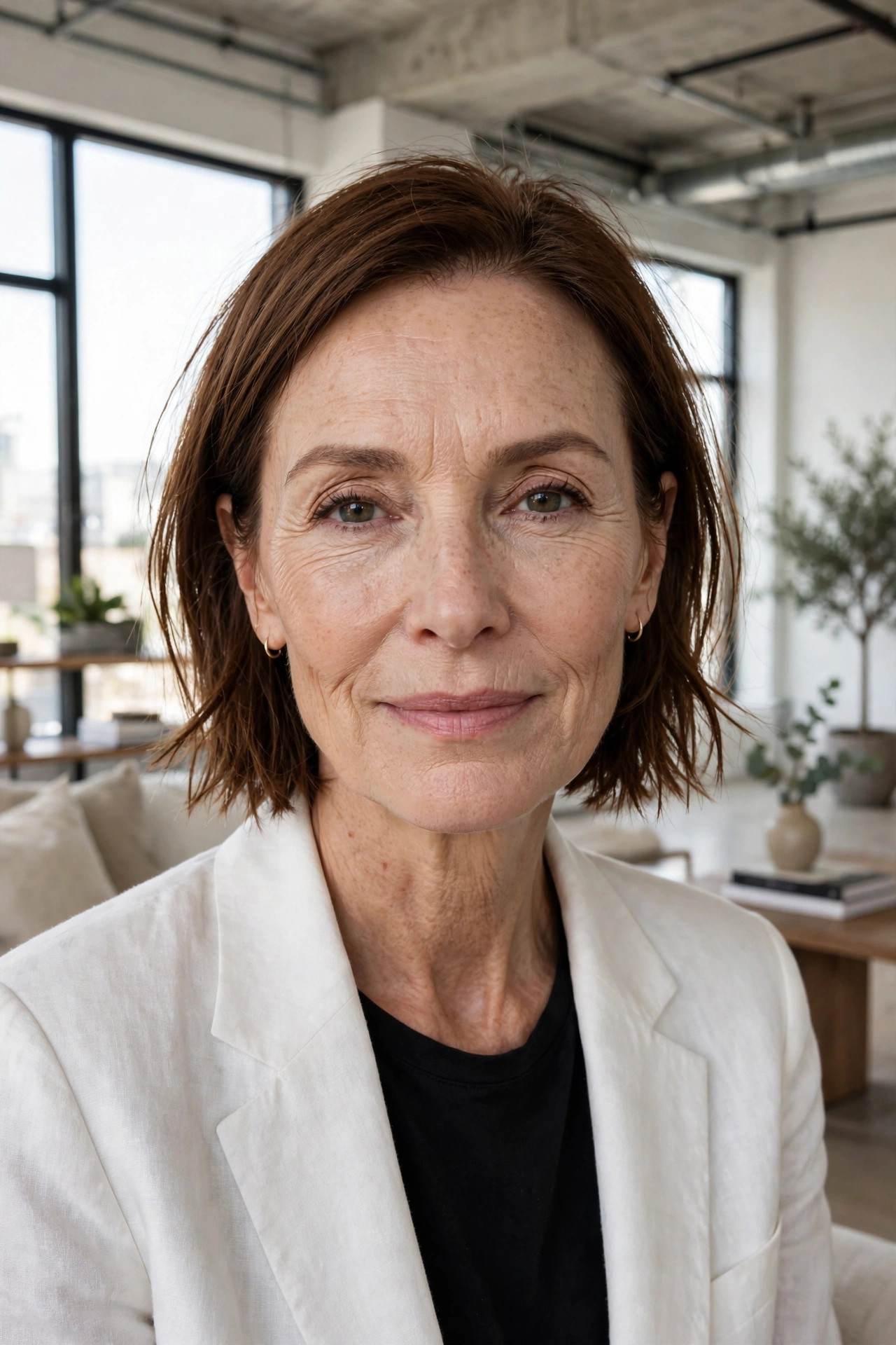 Chic sleek tucked bob with smooth sides and textured ends