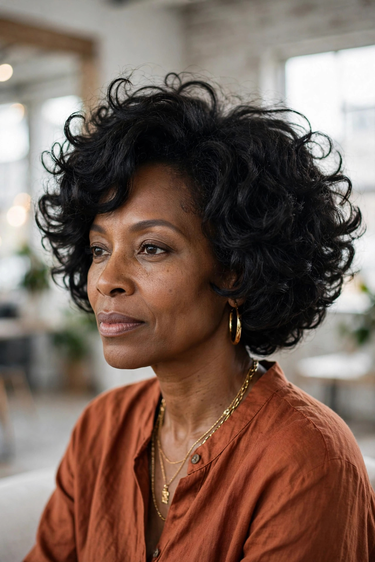 Sculpted airy bob with voluminous natural texture — sculpted choppy bob for thick heavy hair