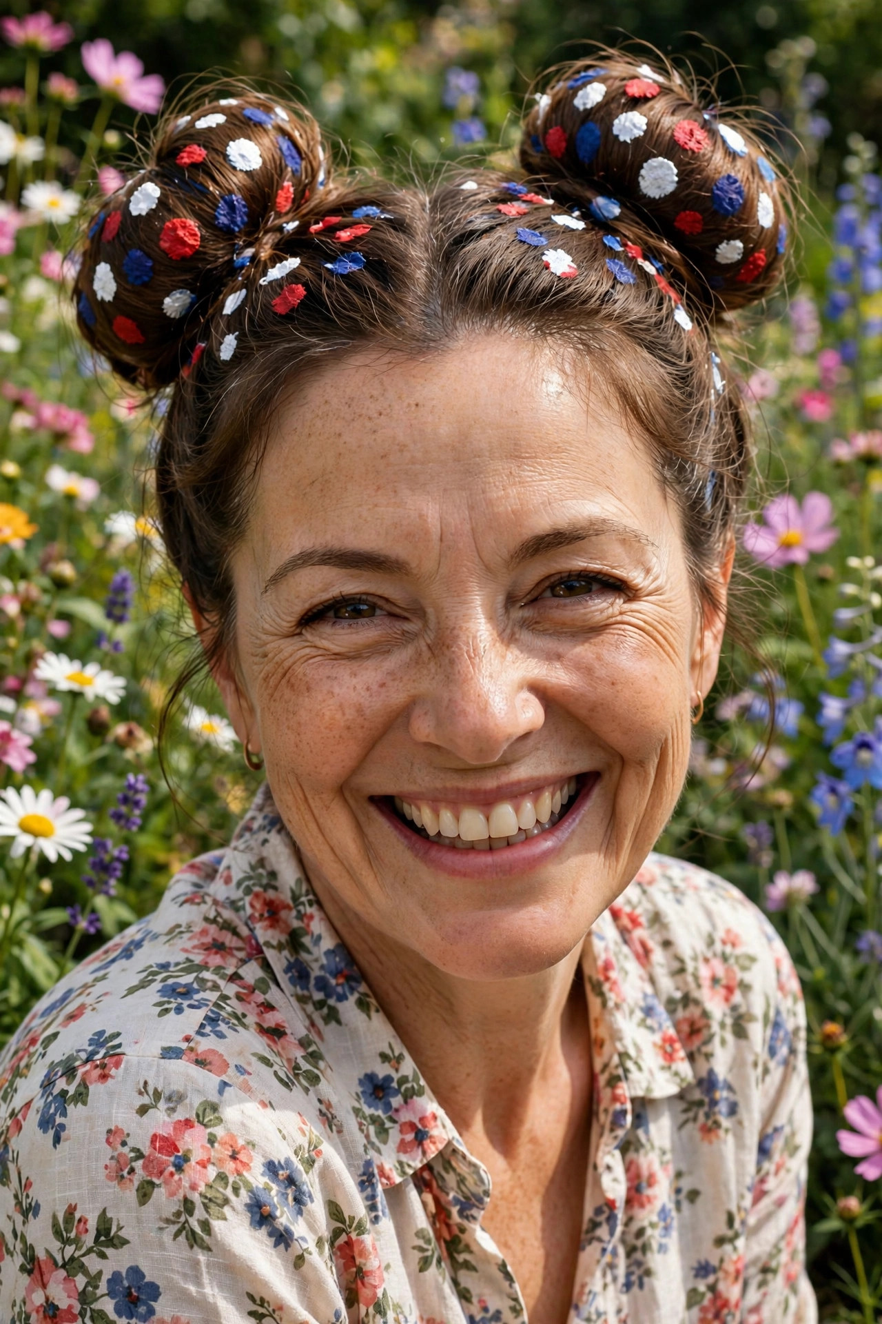 Polka dot space buns clown hairstyles party look