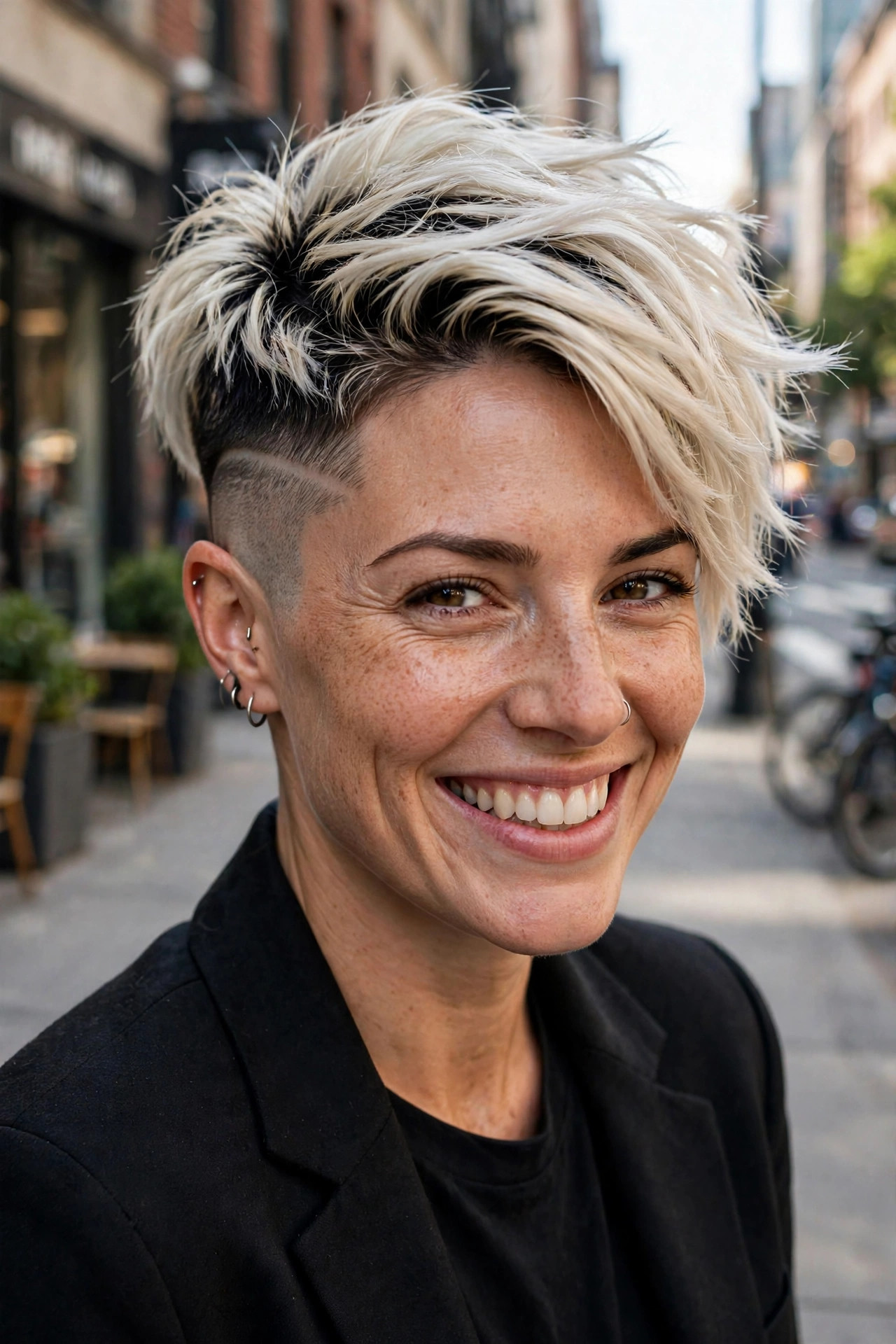 Undercut temple fade in these edgy pixie haircuts