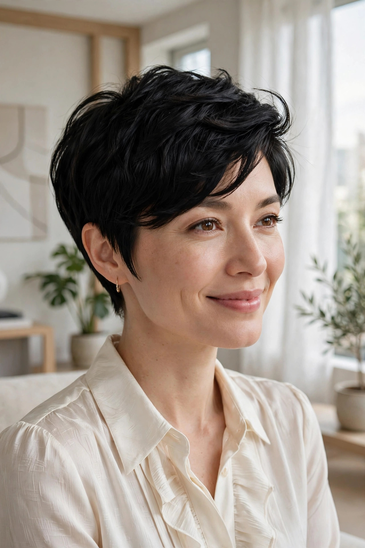 Razored side sweep in these edgy pixie haircuts