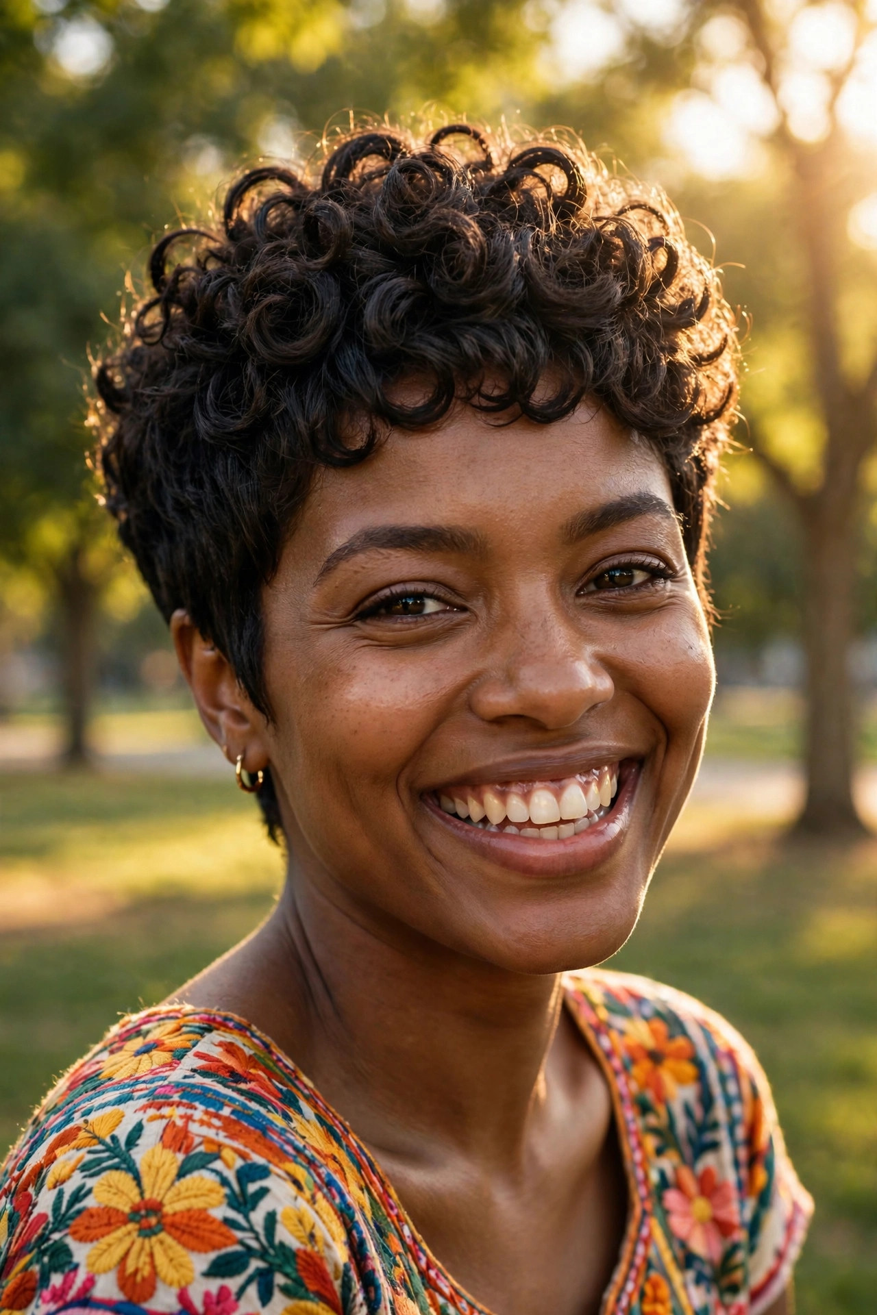 Curly cropped volume, a bold take on edgy pixie haircuts
