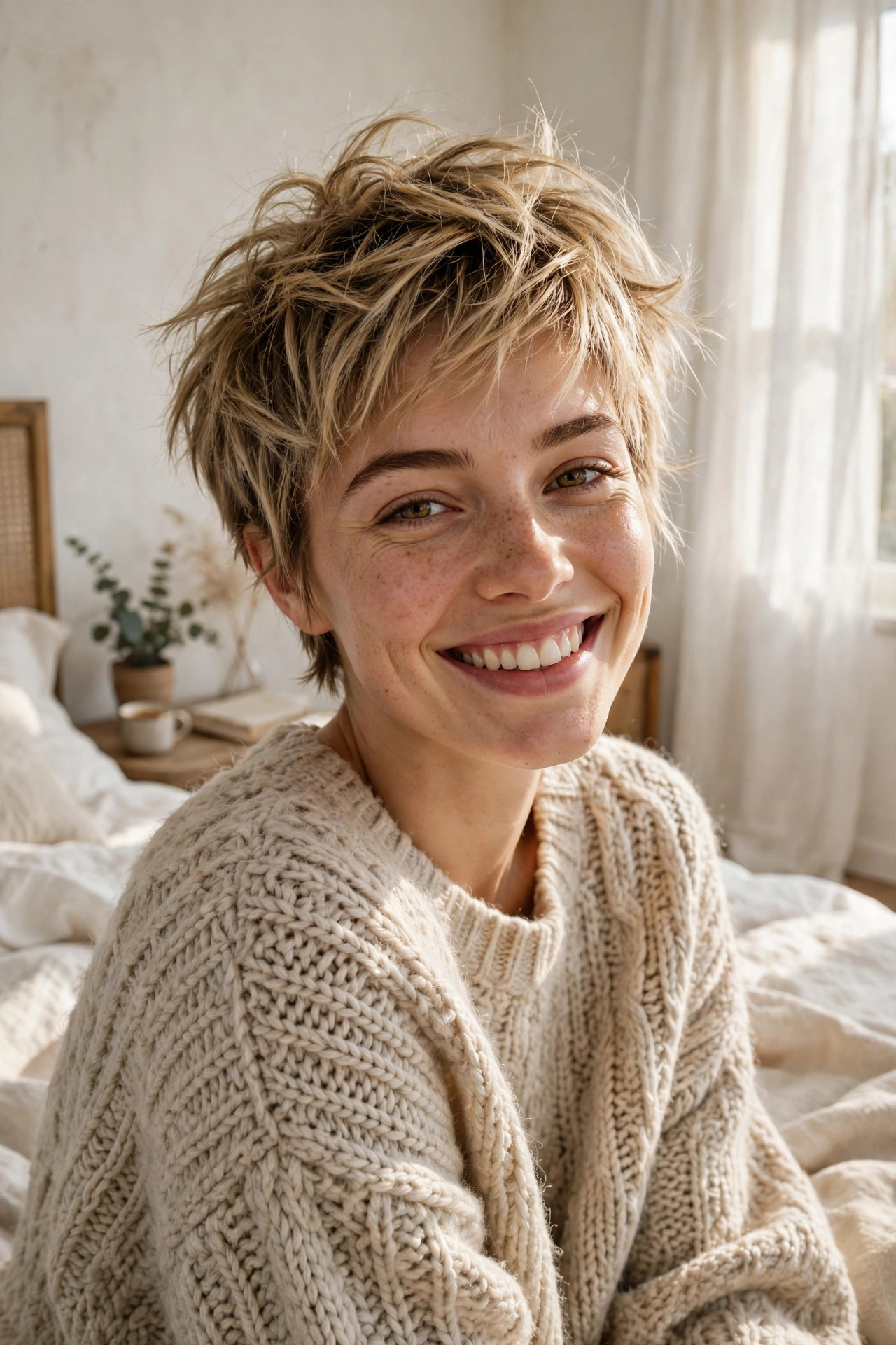 Messy bedhead texture with a daring attitude