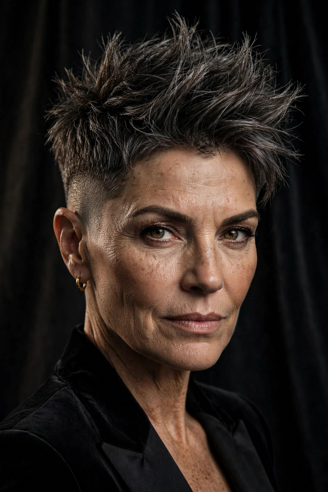undercut pixie with a faded side, a bold take on edgy short hairstyles for women over 40