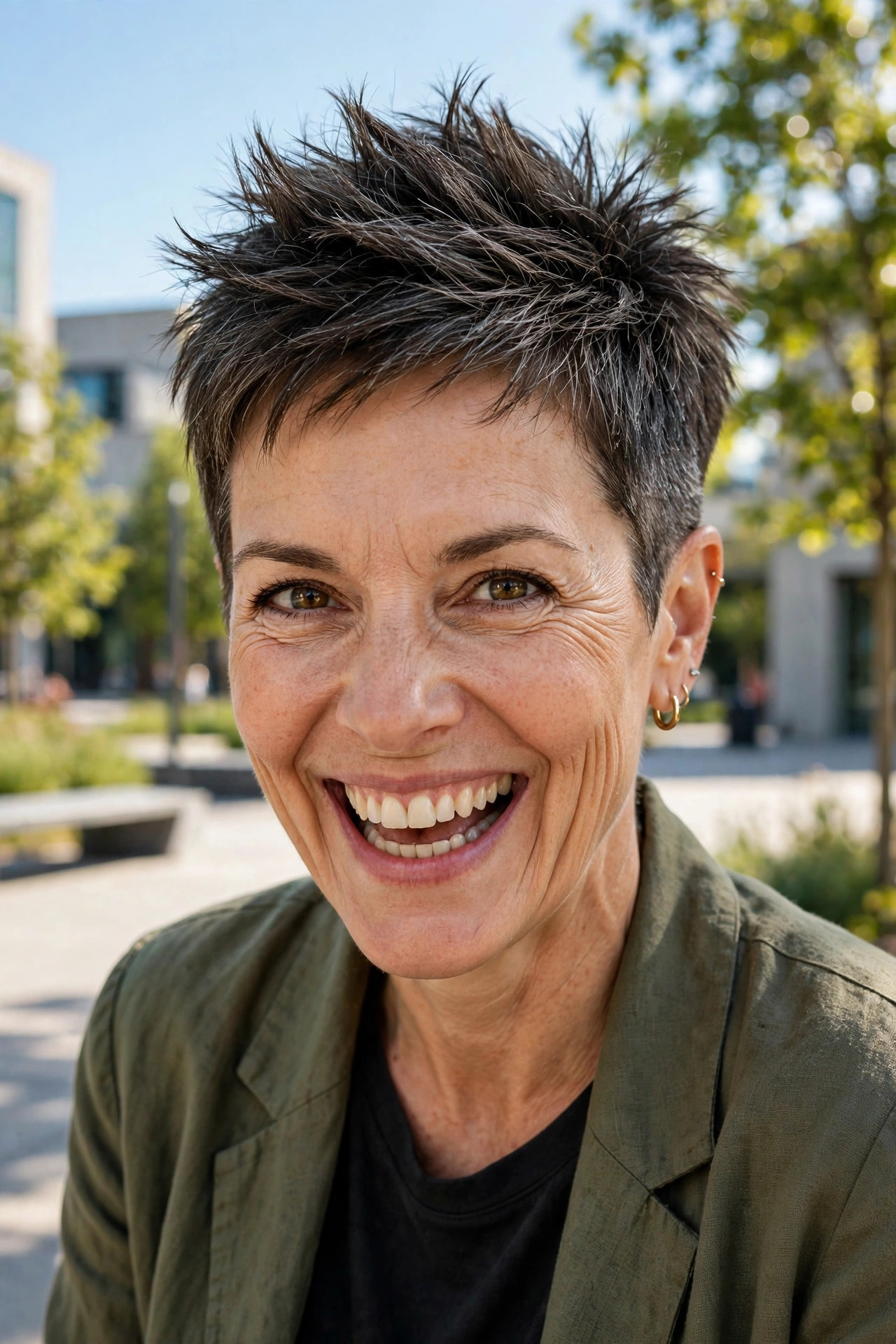 spiky tapered cut with textured lift, a playful take on edgy short hairstyles for women over 40