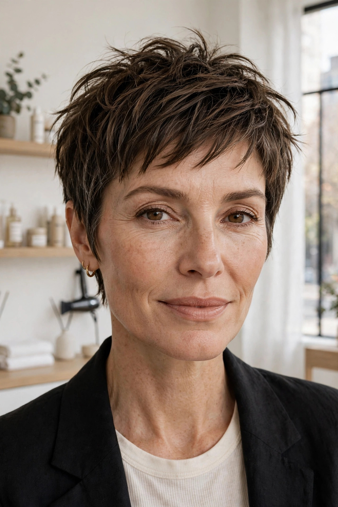 razored piecey pixie with wispy layers, within the edgy short hairstyles for women over 40