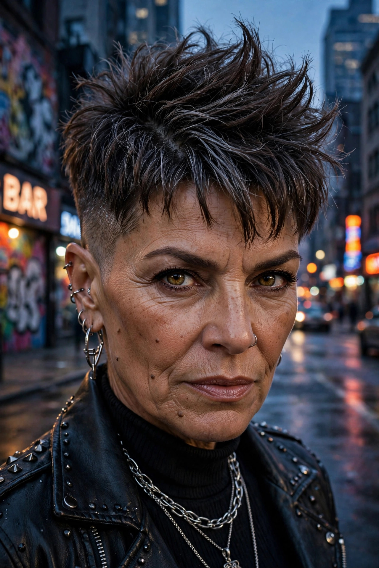 faux hawk pixie with tapered sides, the boldest of the edgy short hairstyles for women over 40
