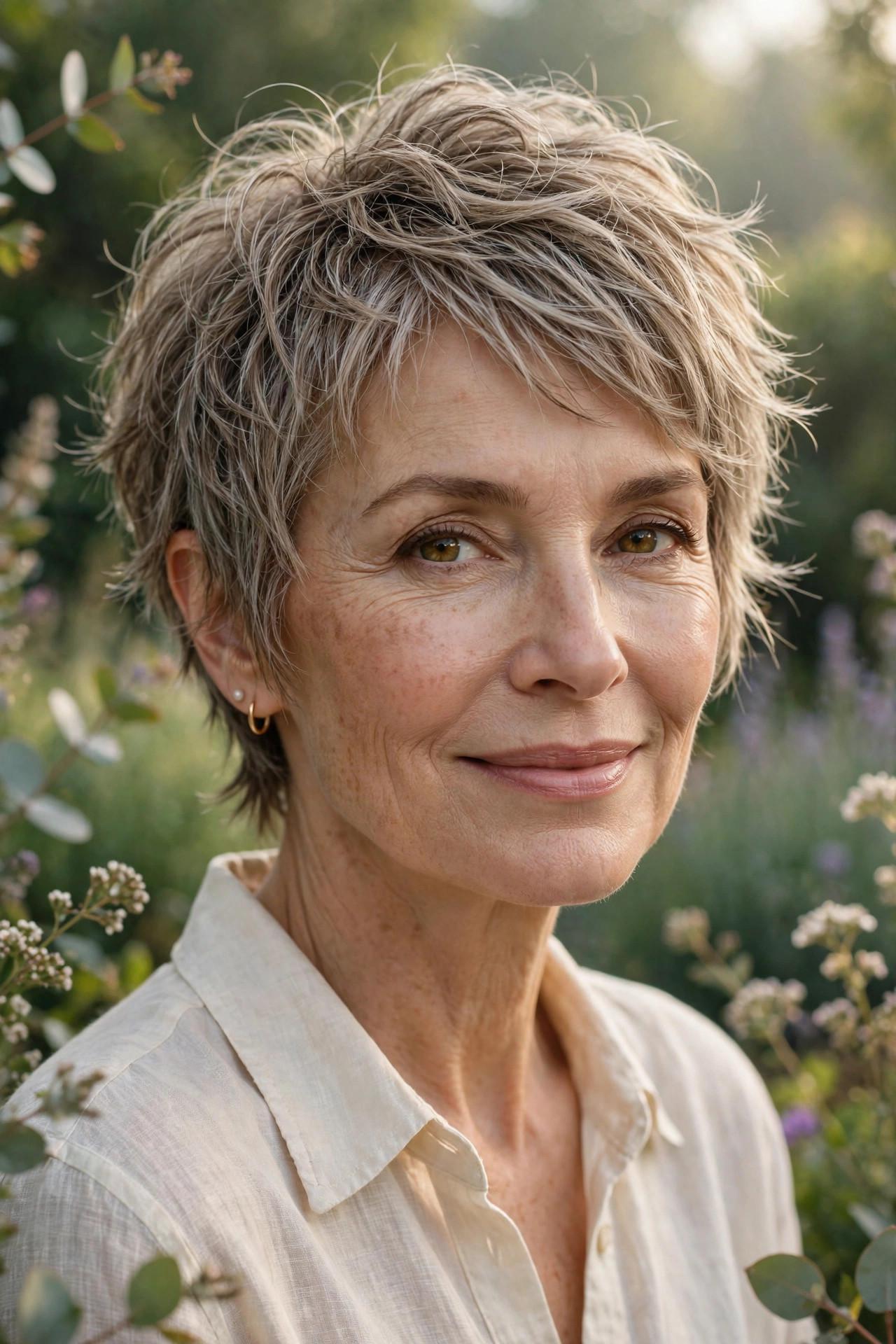 piecey wispy pixie with delicate feathered layers framing the face