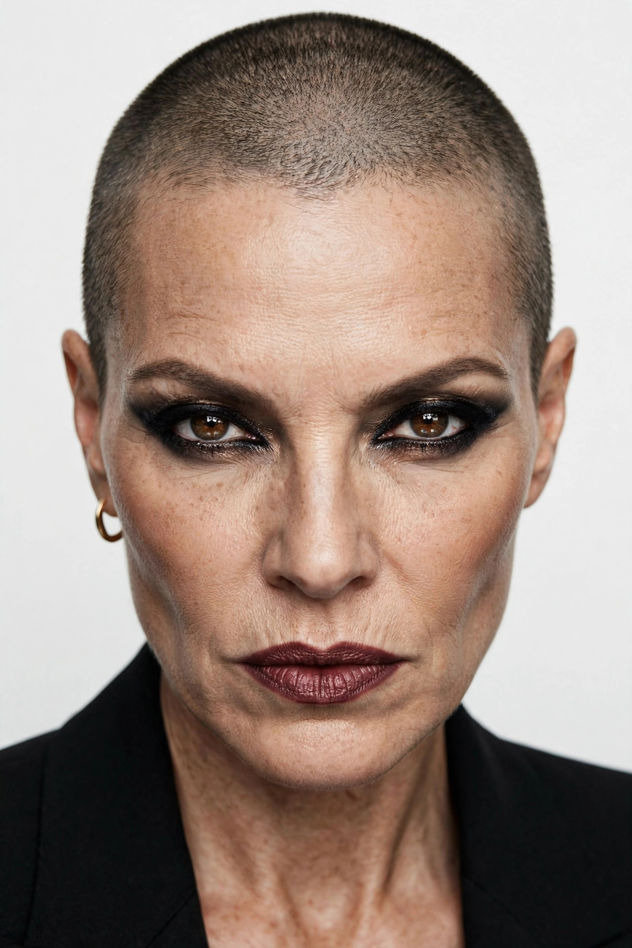bold buzz cut with an even clipper finish for fearless minimalism