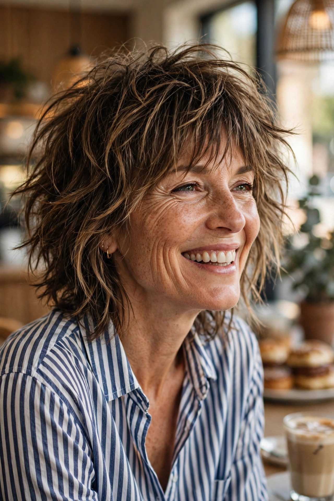 Tousled shag with choppy layers, among the fun short hairstyles for women over 40