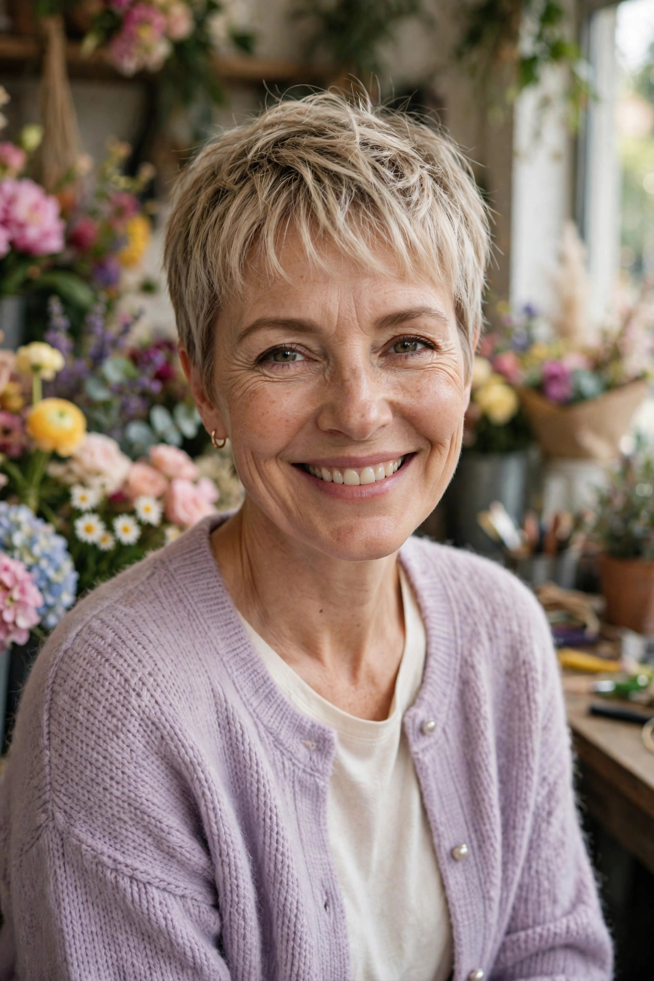 Short crop with wispy bangs from the fun short hairstyles for women over 40 collection
