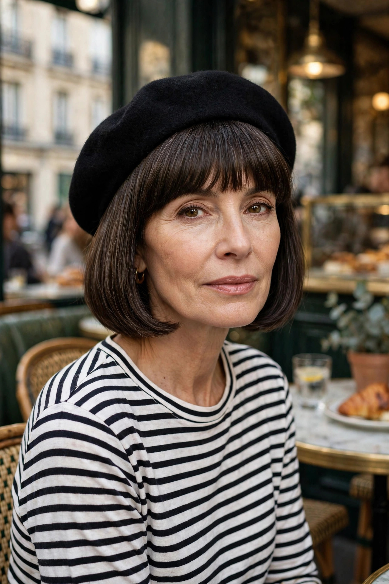 Polished French bob with full fringe