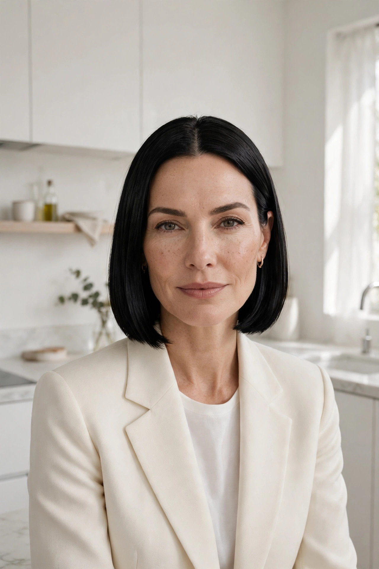 Sleek center-part bob, an elegant hairstyle for your face shape choice