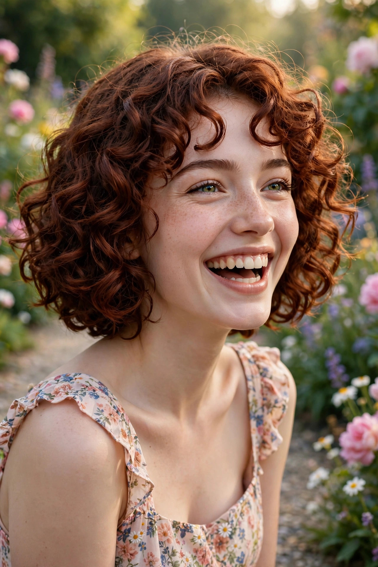 Chin-length curly bob, a joyful hairstyle for your face shape