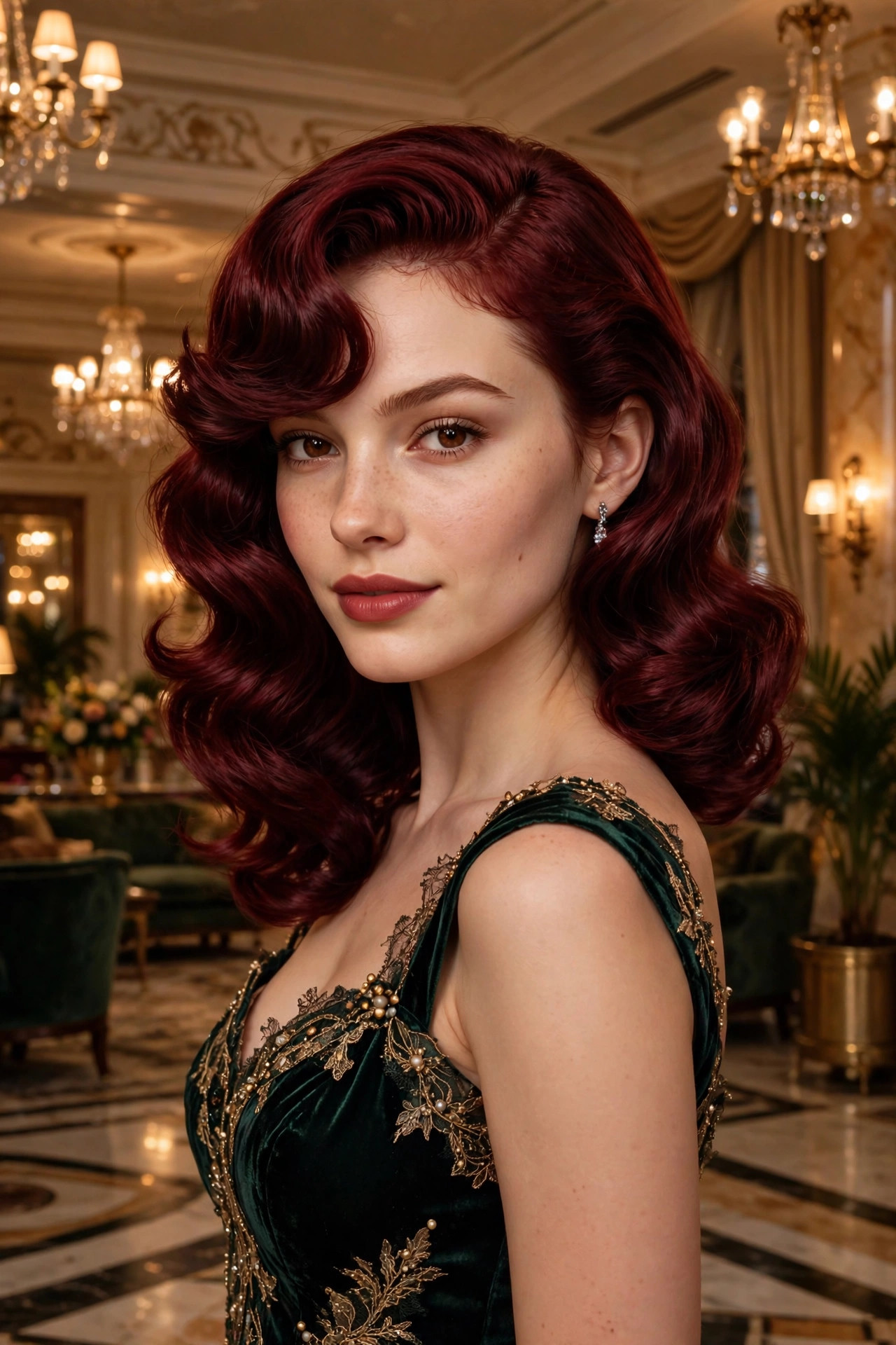 Deep side-part waves, a glamorous hairstyle for your face shape