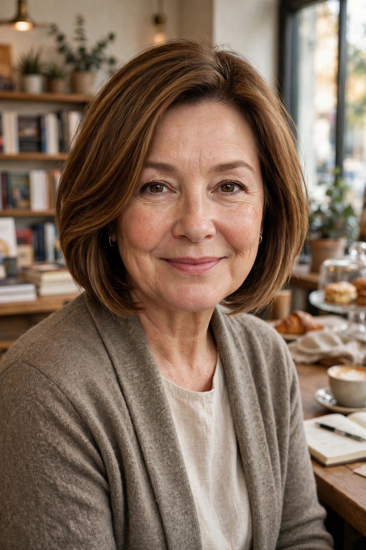 Angled shoulder-grazing bob with subtle chestnut highlights