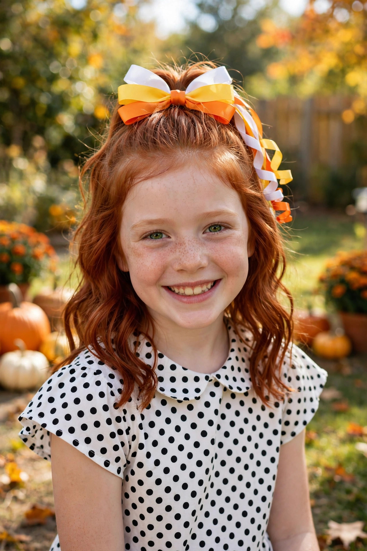 Candy corn ribbon half-up style, a sweet choice of halloween hairstyles for kids