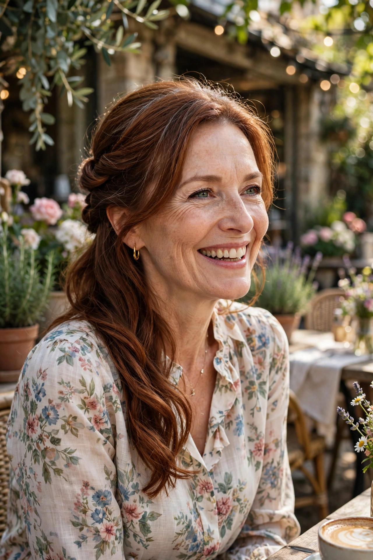 Twisted half-updo, a romantic option among long hairstyles for women over 50