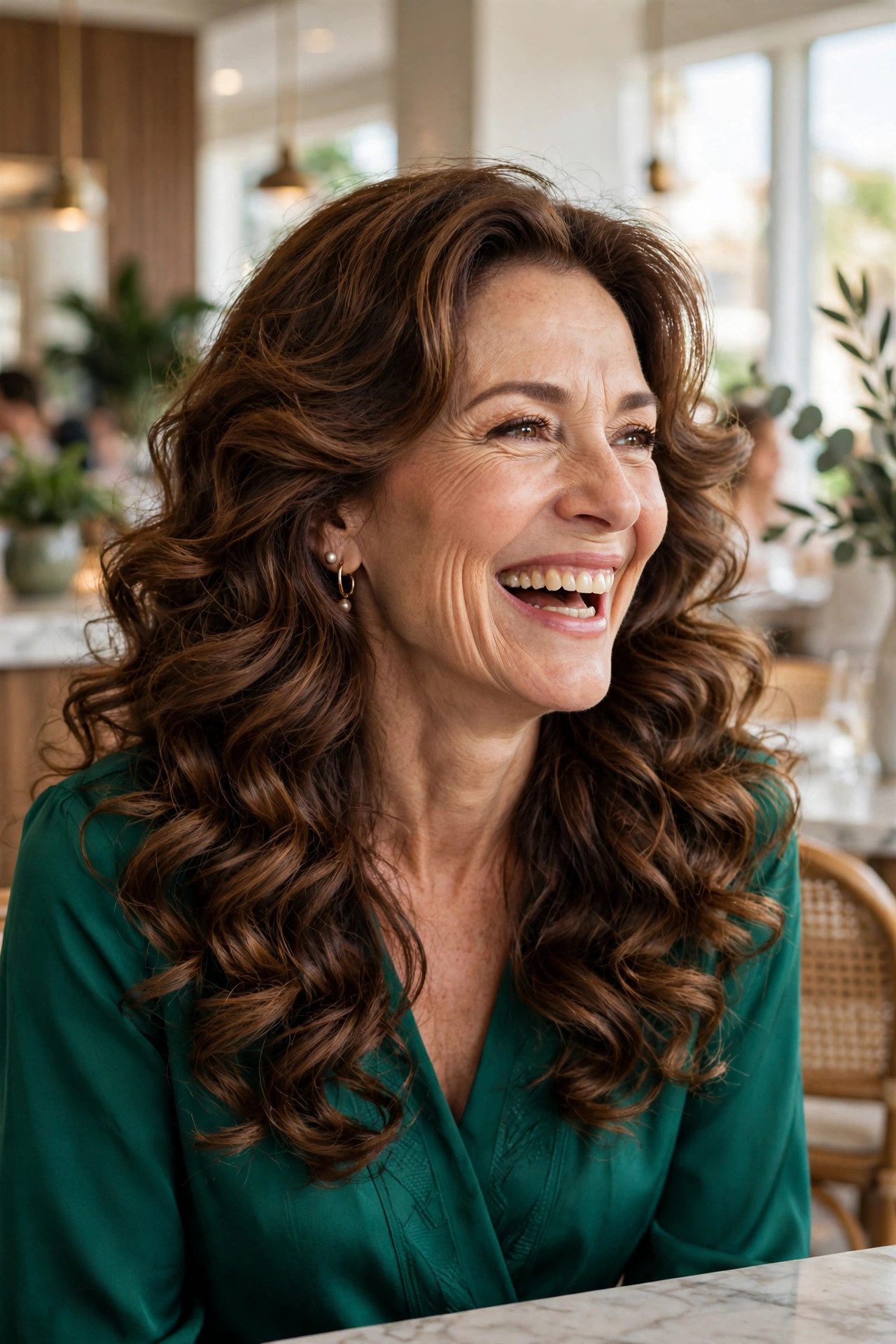 Voluminous blowout curls, a glamorous take on long hairstyles for women over 50