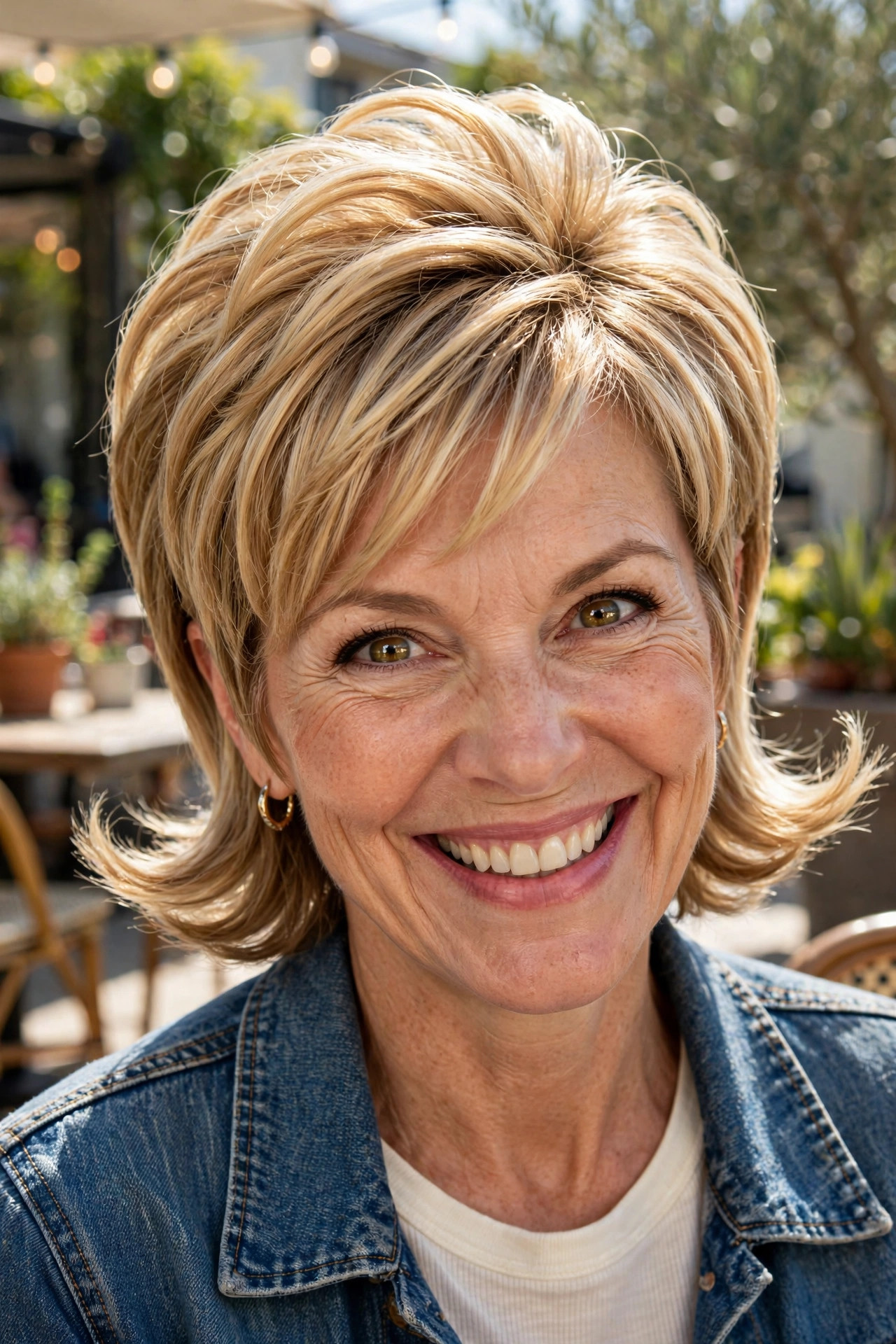 Sassy long pixie with flipped out ends in medium blonde