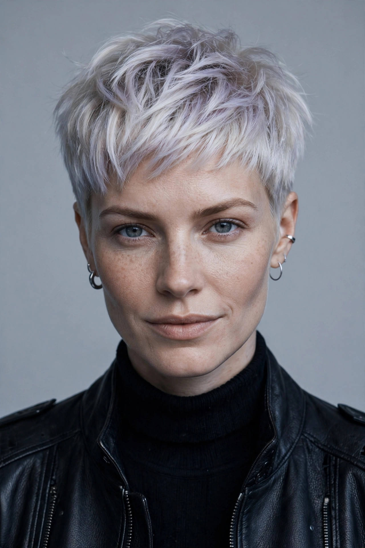 textured platinum blonde pixie cut