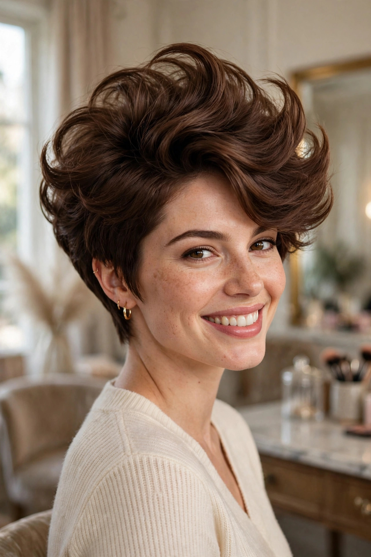 voluminous top sweep pixie style